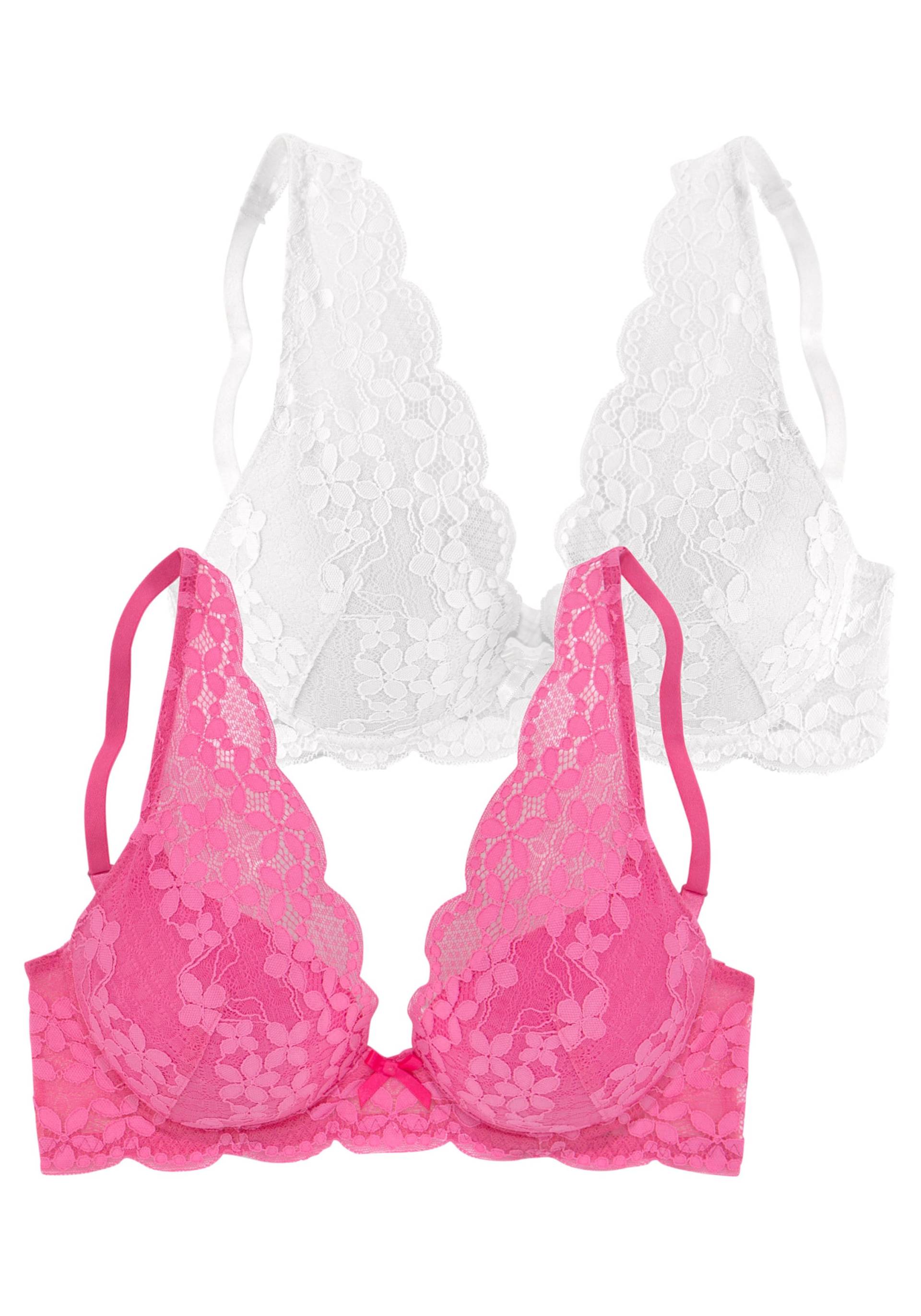 Push-up-BH in pink+weiss von petite fleur