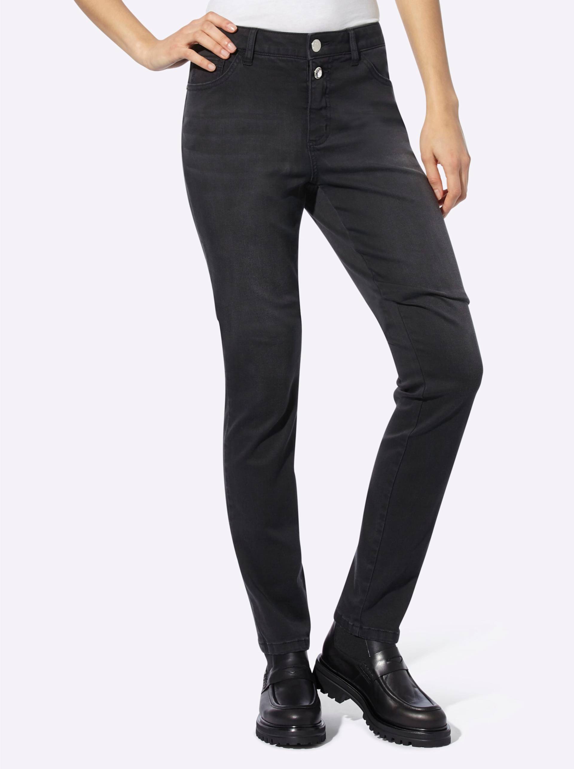 Push-up-Jeans in black denim von heine