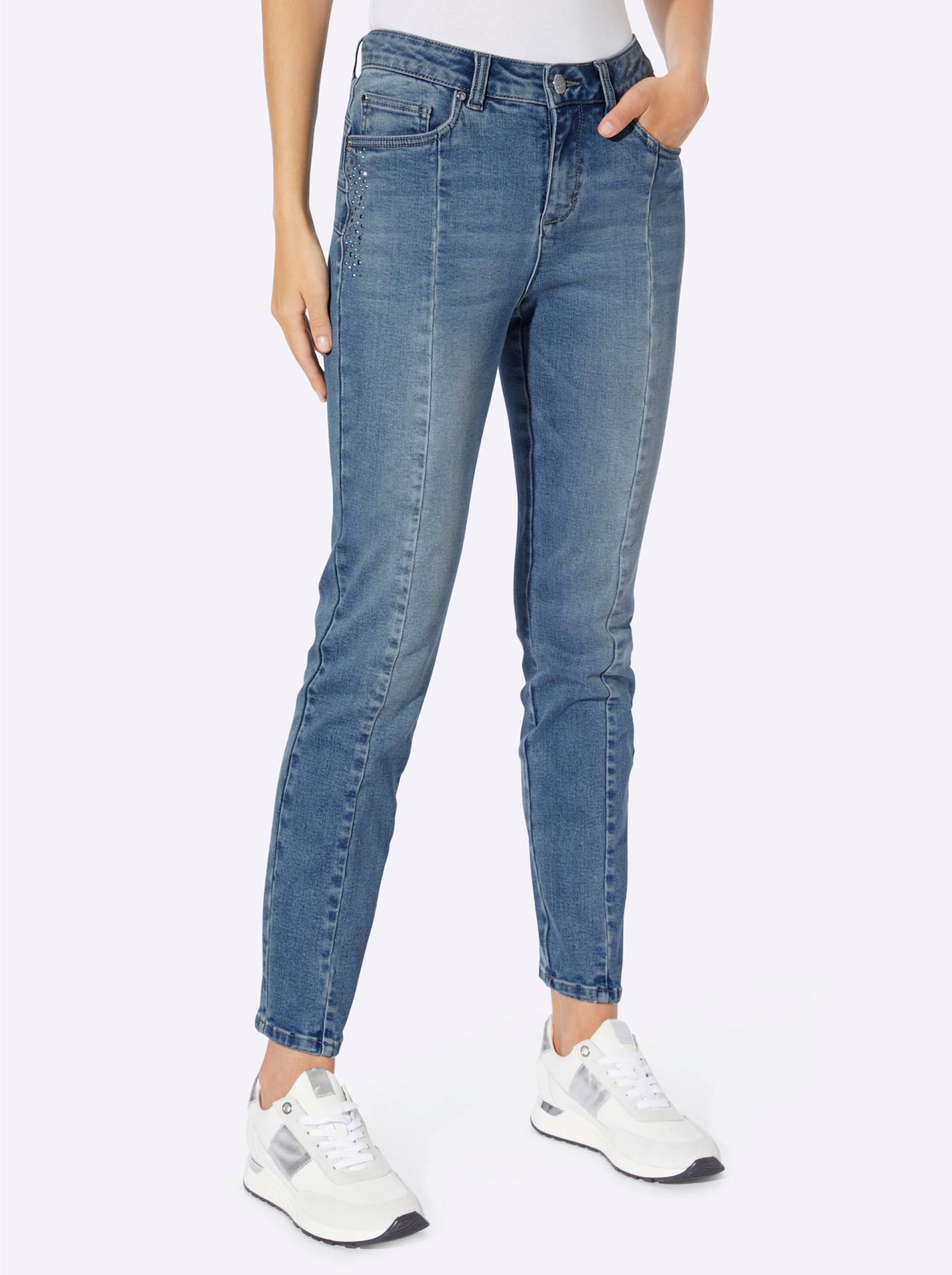 Push-up-Jeans in blue-bleached von heine