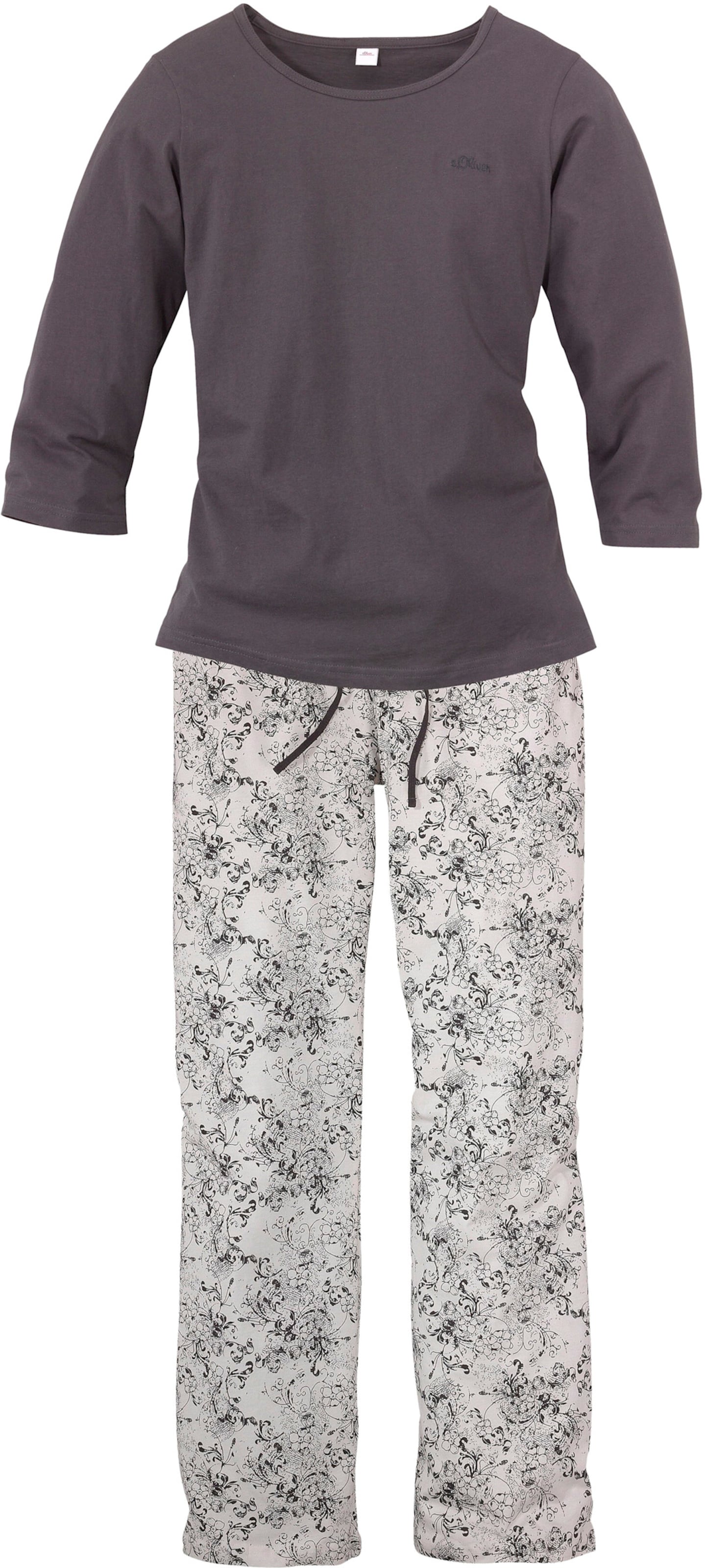 Pyjama in anthrazit, weiss-geblümt von s.Oliver