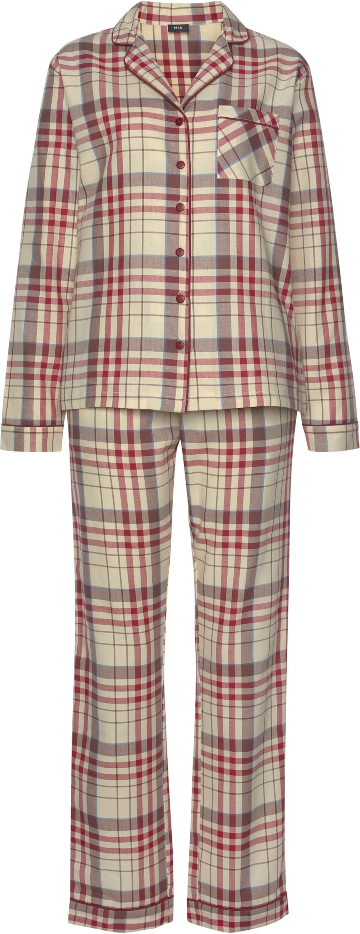 Pyjama in bordeaux-kariert-creme von H.I.S