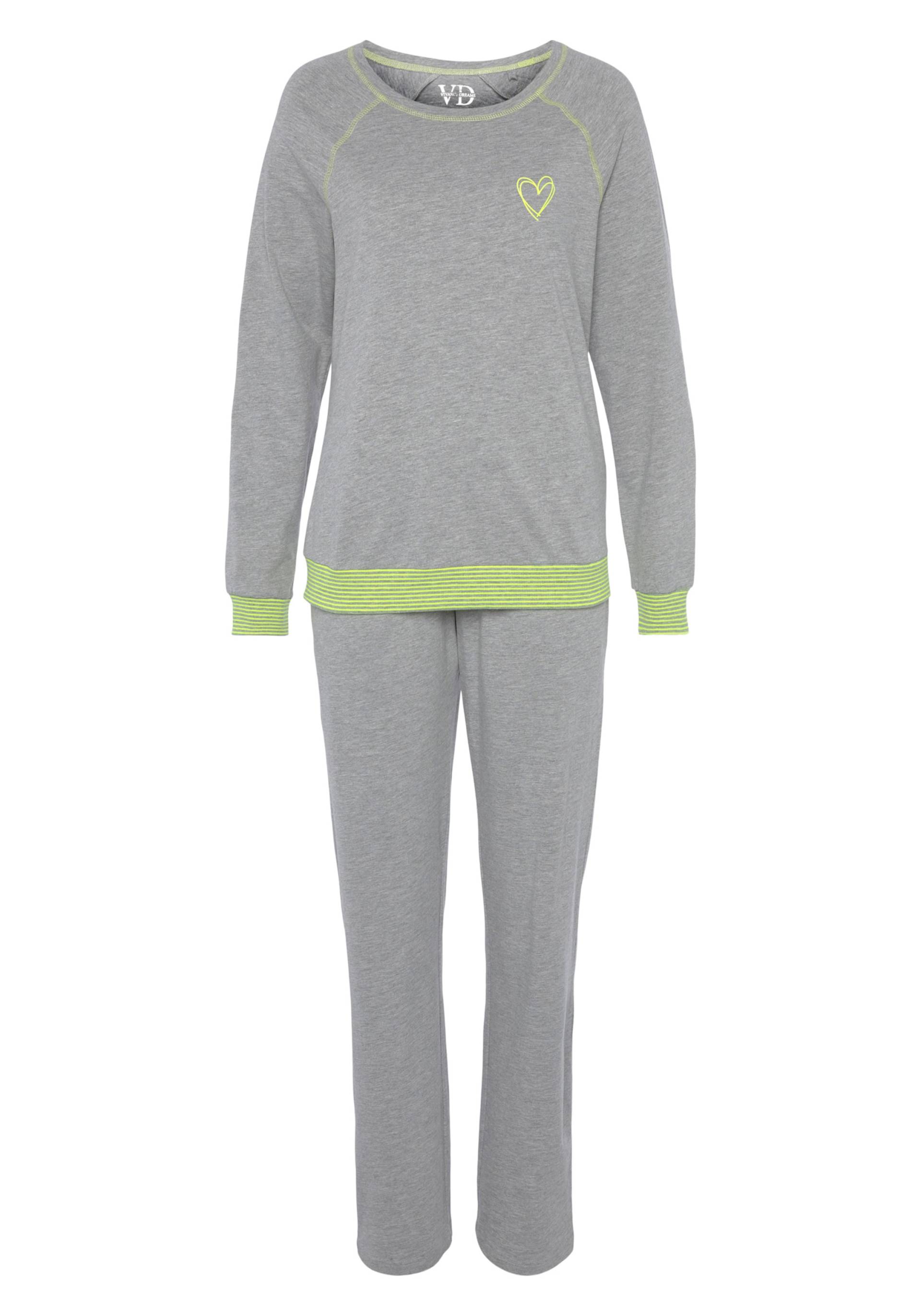 Pyjama in grau/neon-gelb von Vivance Dreams