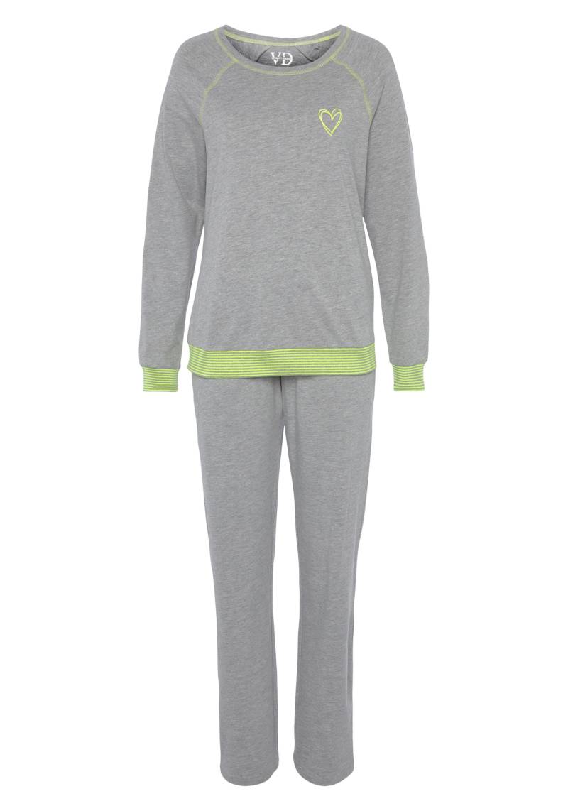 Pyjama in grau/neon-gelb von Vivance Dreams