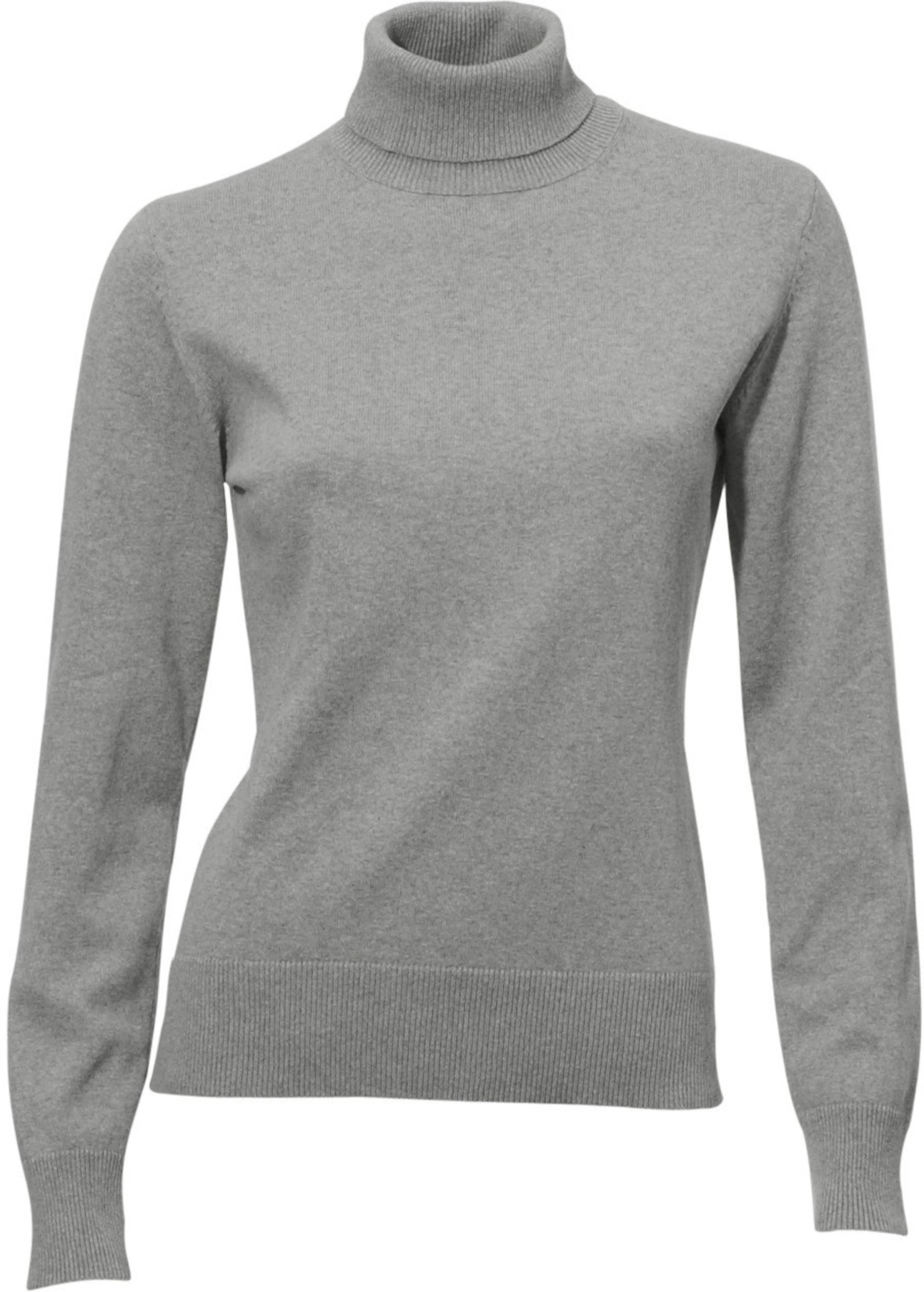 Rollkragenpullover in grau-melange von heine