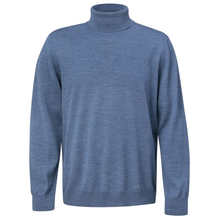 Rollkragen-Pullover mit Merinowolle, blau, S von Enrico Rosselli