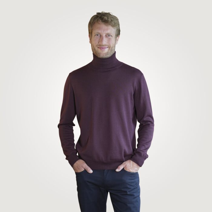 Rollkragen-Pullover mit Merinowolle, bordeaux, XL von Enrico Rosselli