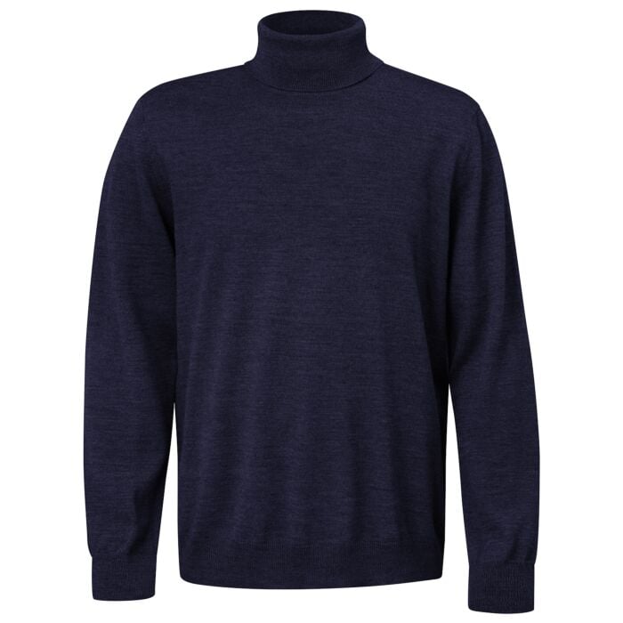 Rollkragen-Pullover mit Merinowolle, marine, XL von Enrico Rosselli