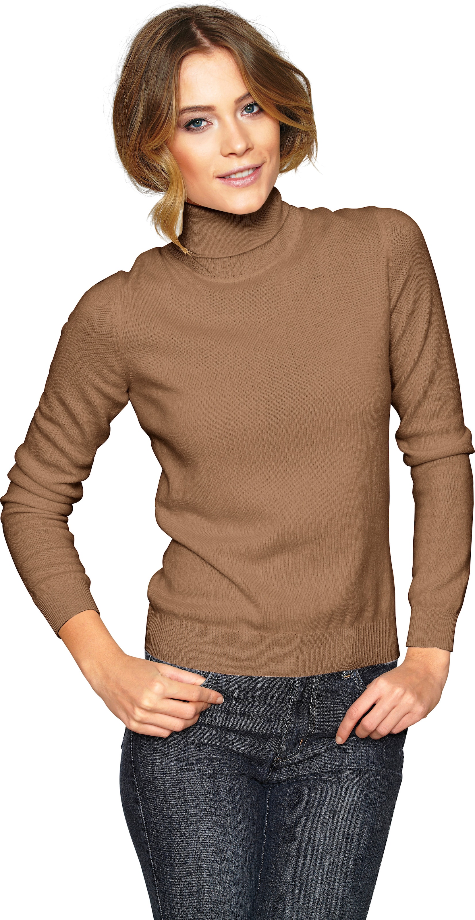 Rollkragenpullover in camel von heine