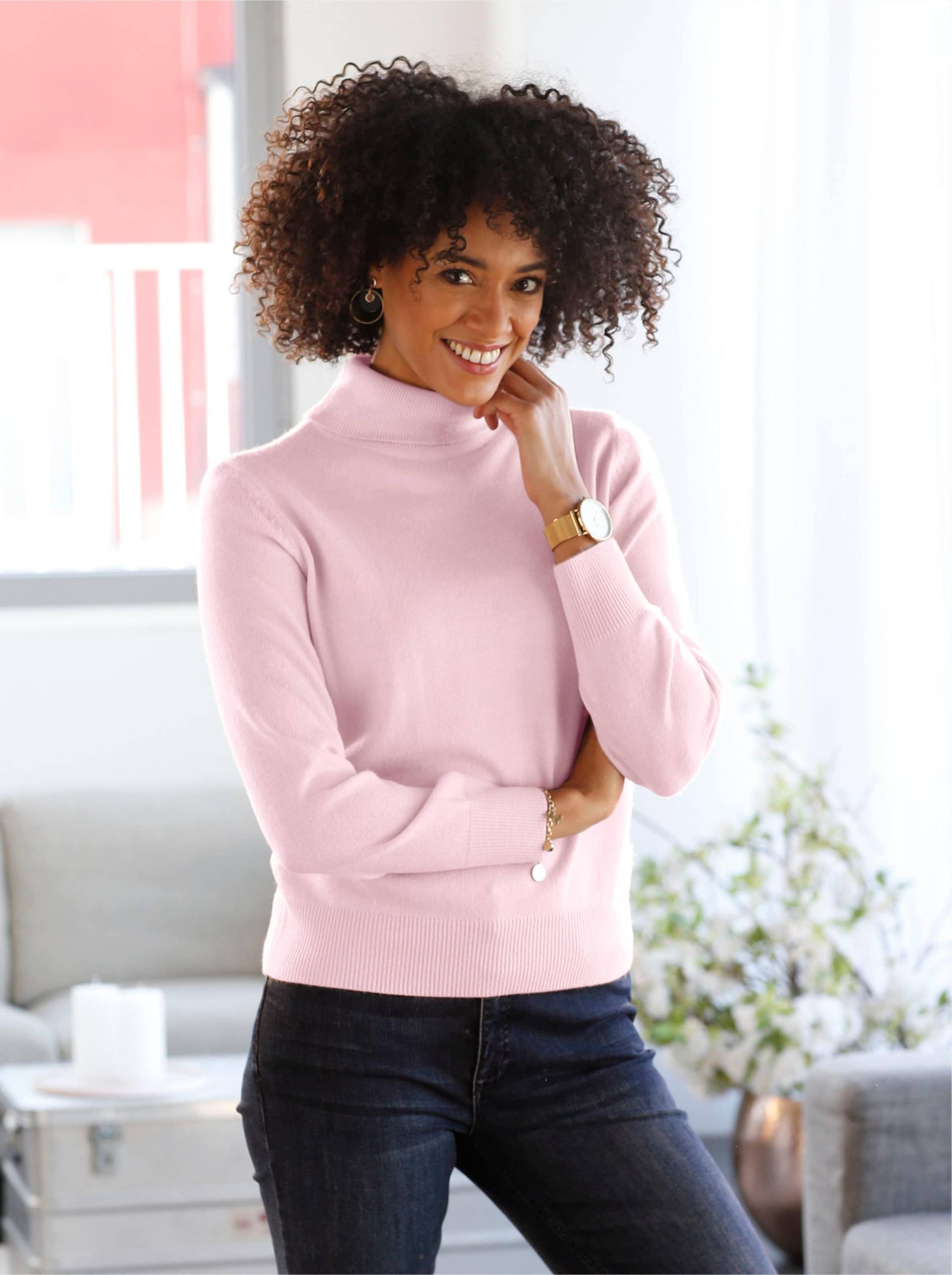 Rollkragenpullover in rosé von heine