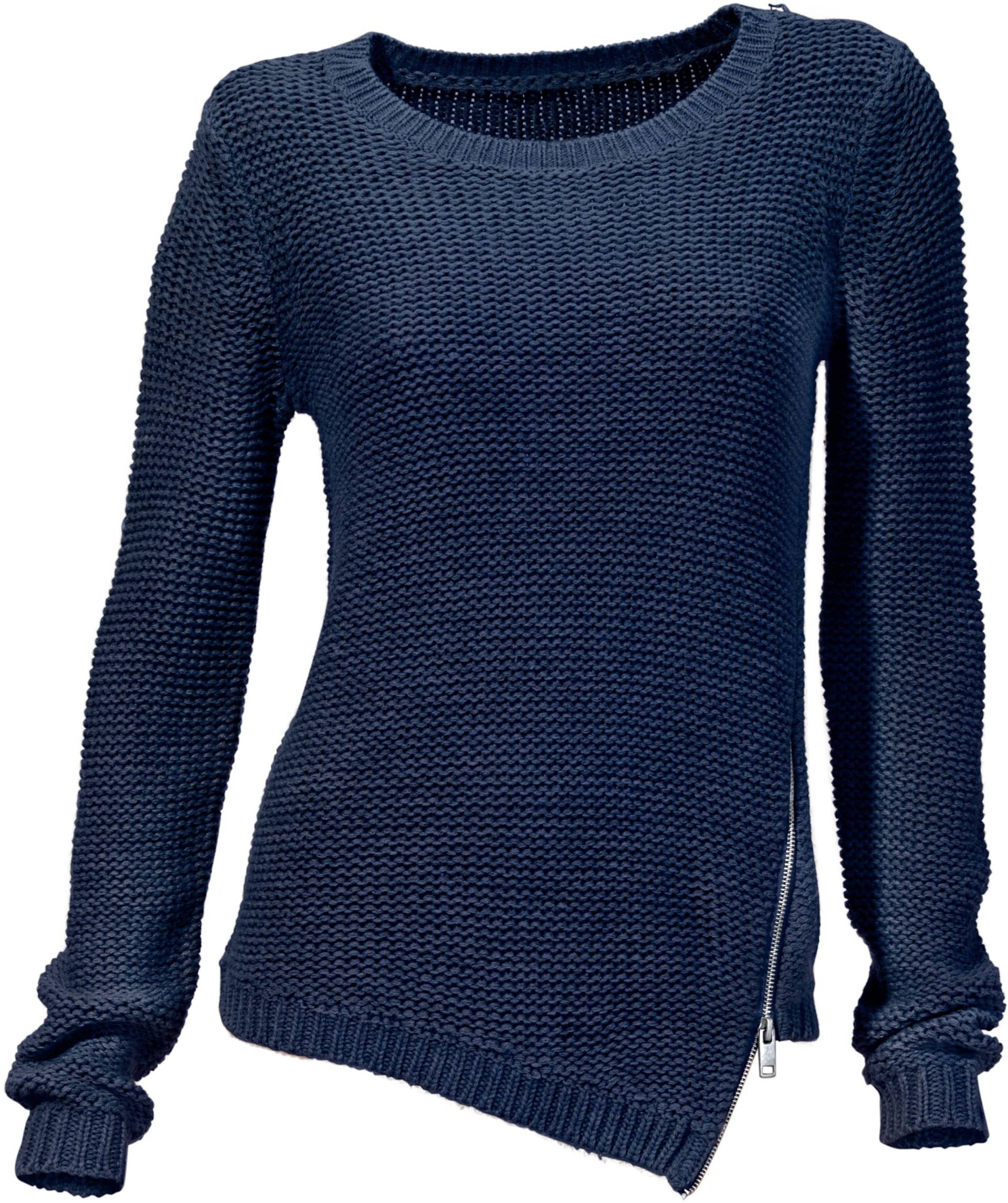 Rundhals-Pullover in blau von heine