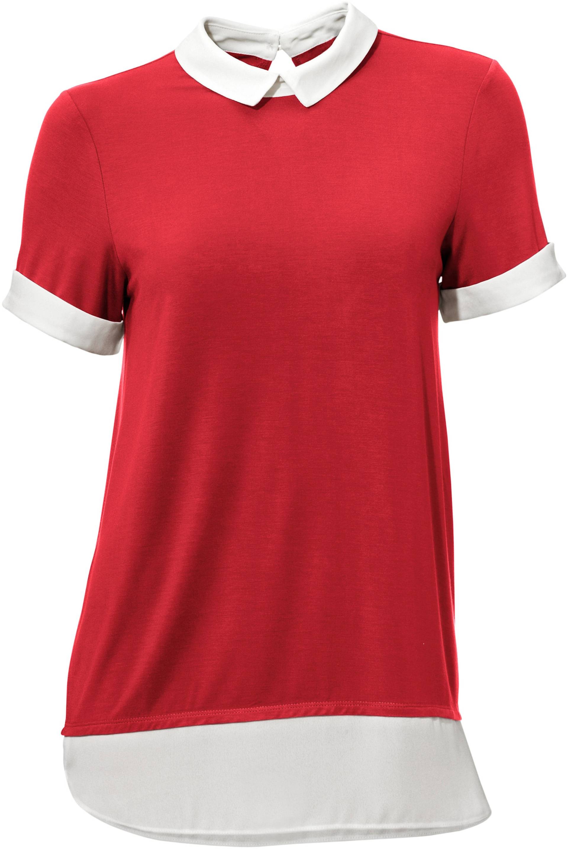 Rundhals-Shirt in rot von heine