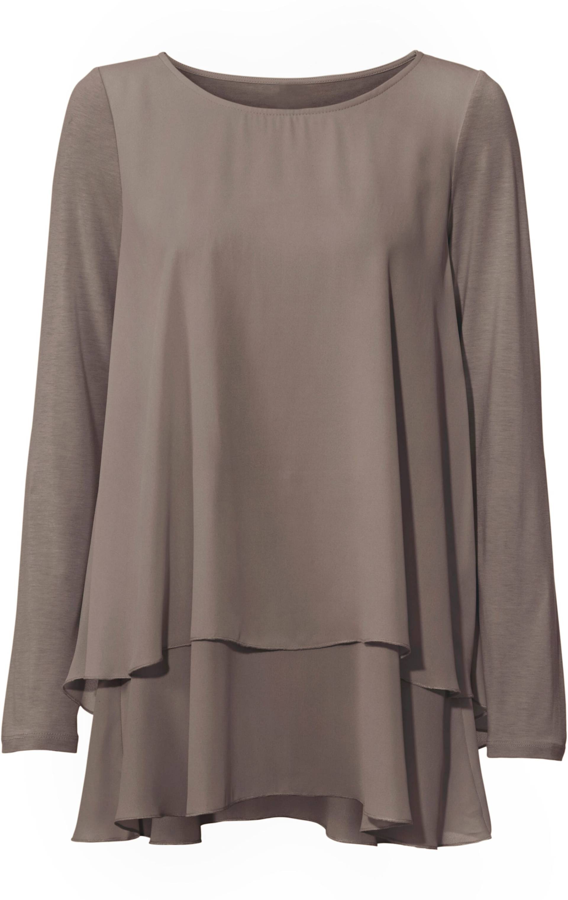 Rundhals-Shirt in taupe von heine