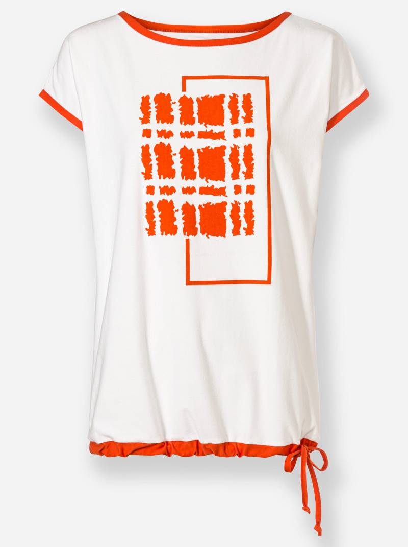 Rundhalsshirt in ecru-orange-bedruckt von heine