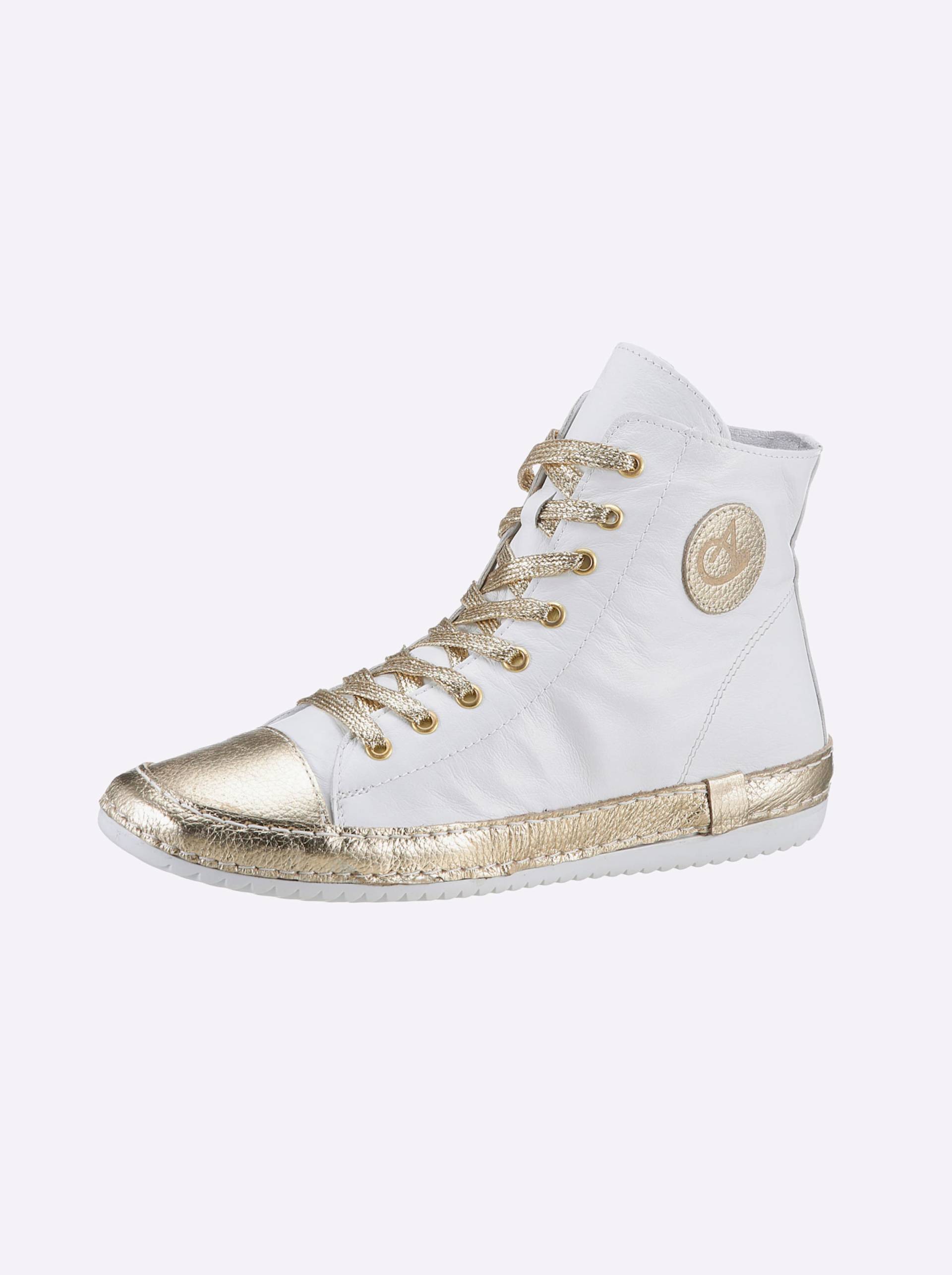 Sneaker in weiss-goldfarben von Andrea Conti