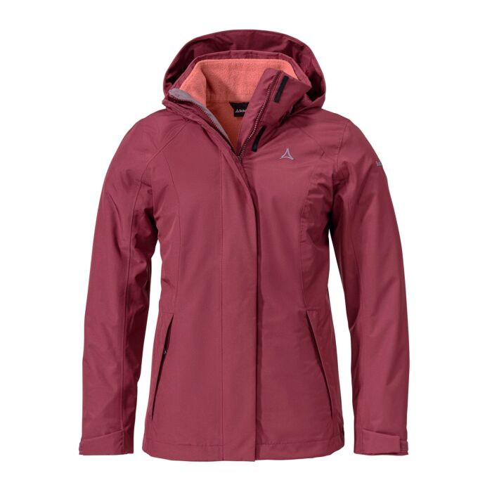 Schöffel 3-in1 Damen Outdoorjacke Partinello, bordeaux, 44 von Schöffel