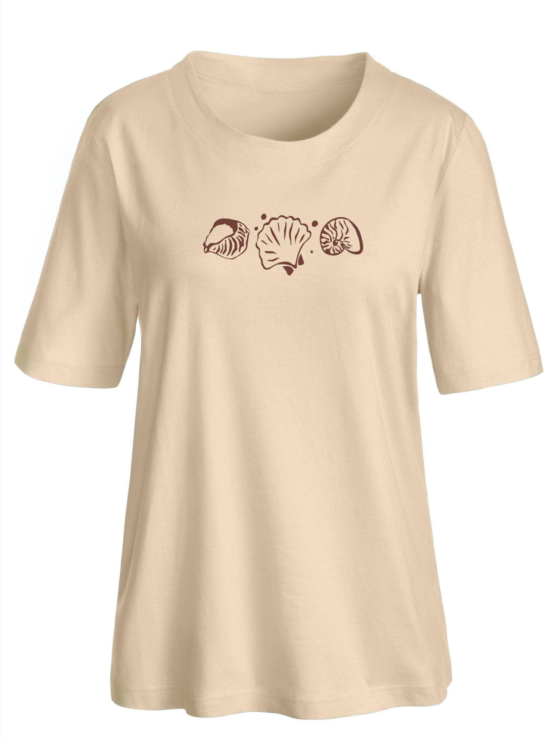 Kurzarmshirt in beige von heine