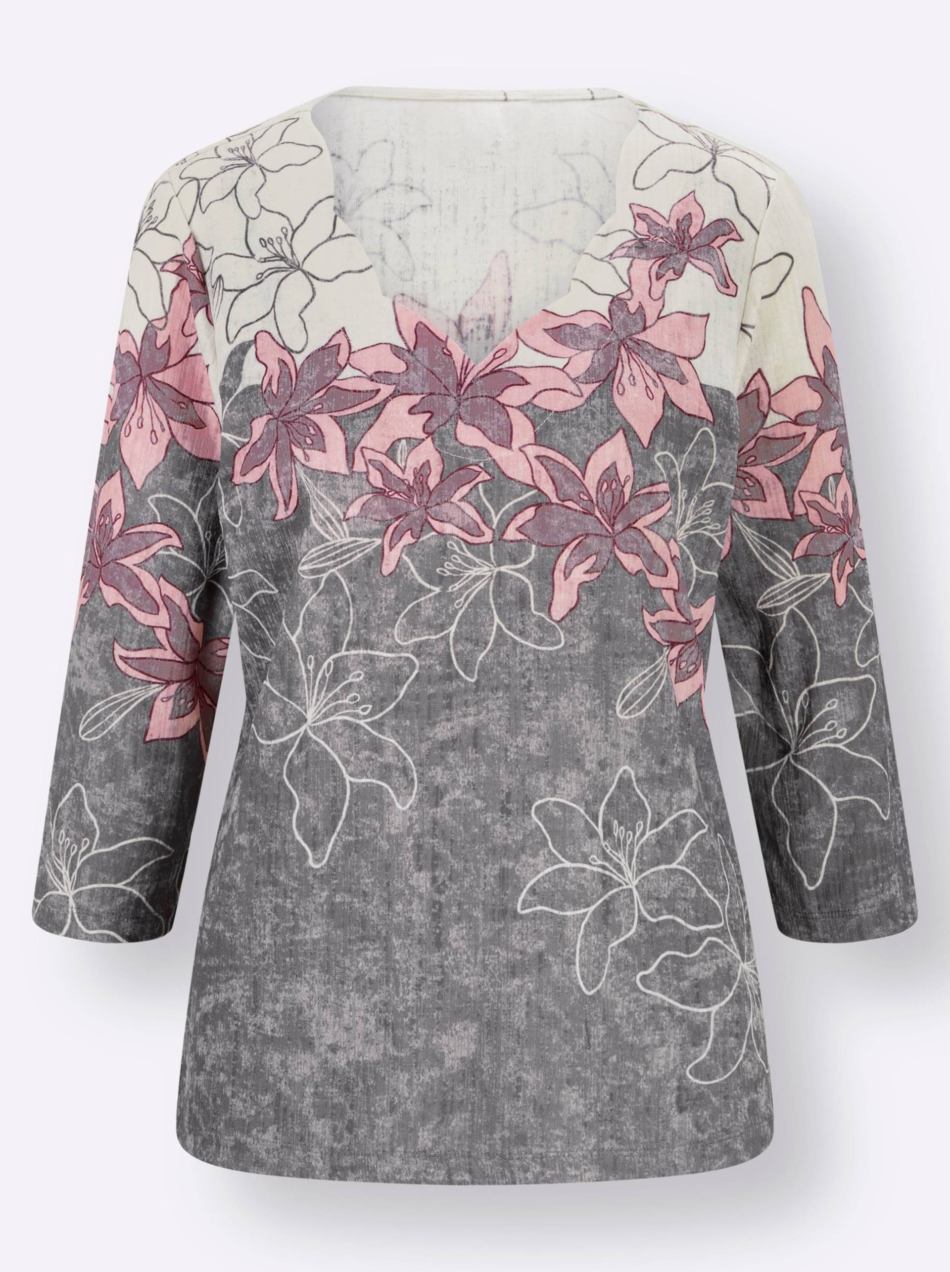 Print-Shirt in steingrau-mauve-bedruckt von heine