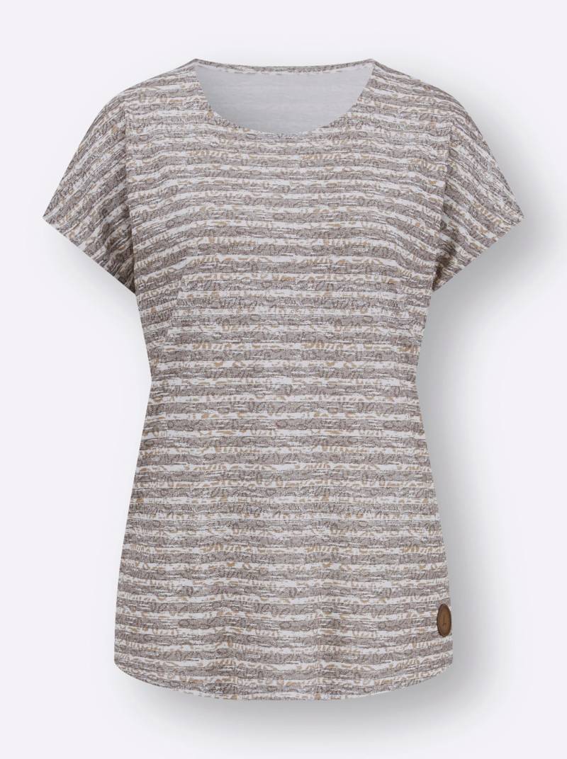 Shirt in taupe-ecru-geringelt von heine