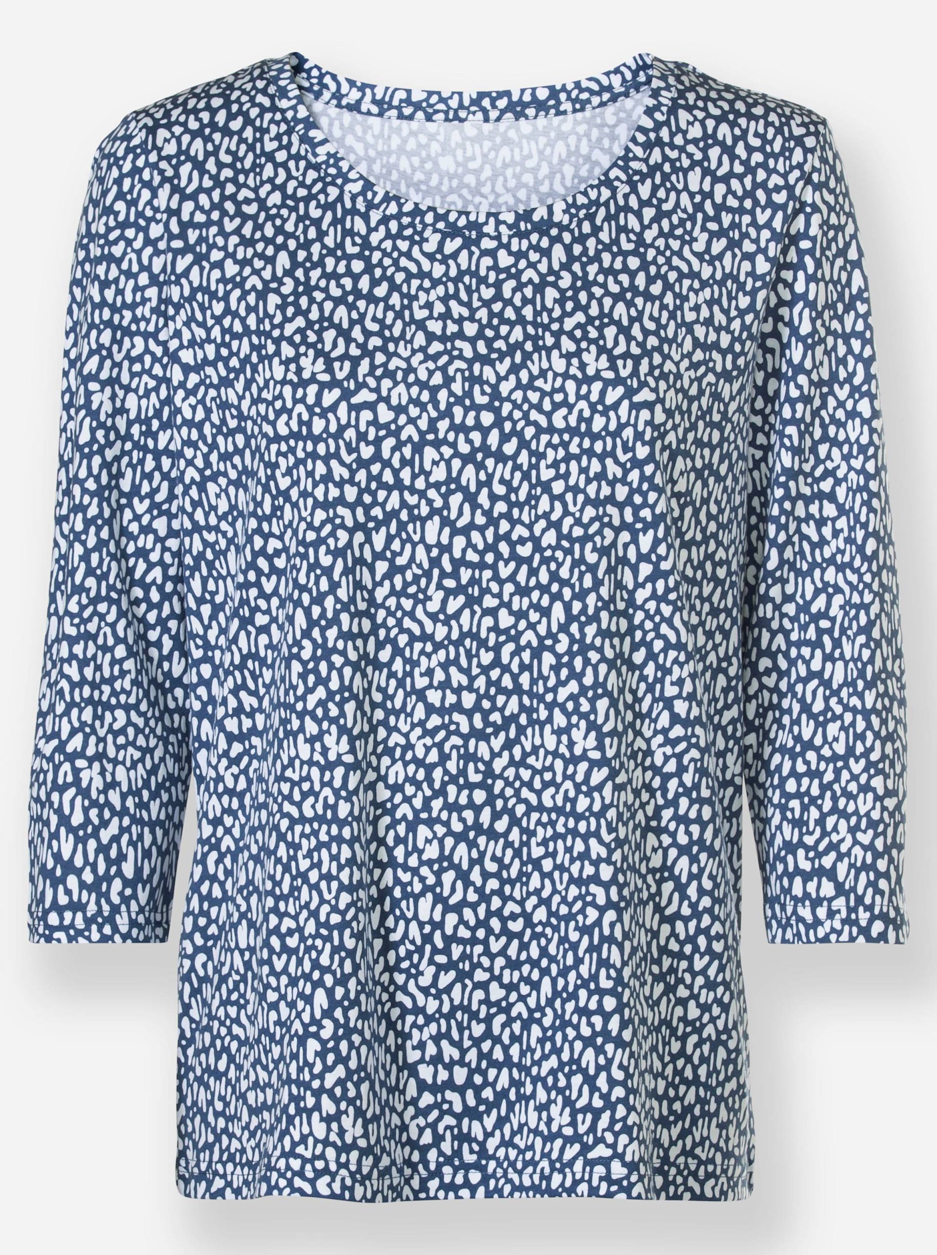 Shirt in weiss-jeansblau-bedruckt von heine
