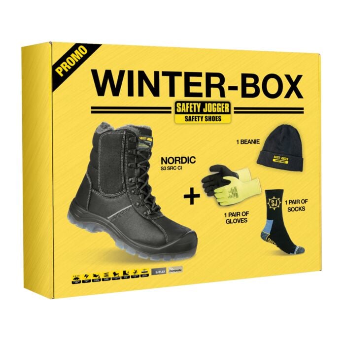 Sicherheitsschuh Box mit Mütze, Handschuhen, Socken, schwarz, 42 von Safety Jogger
