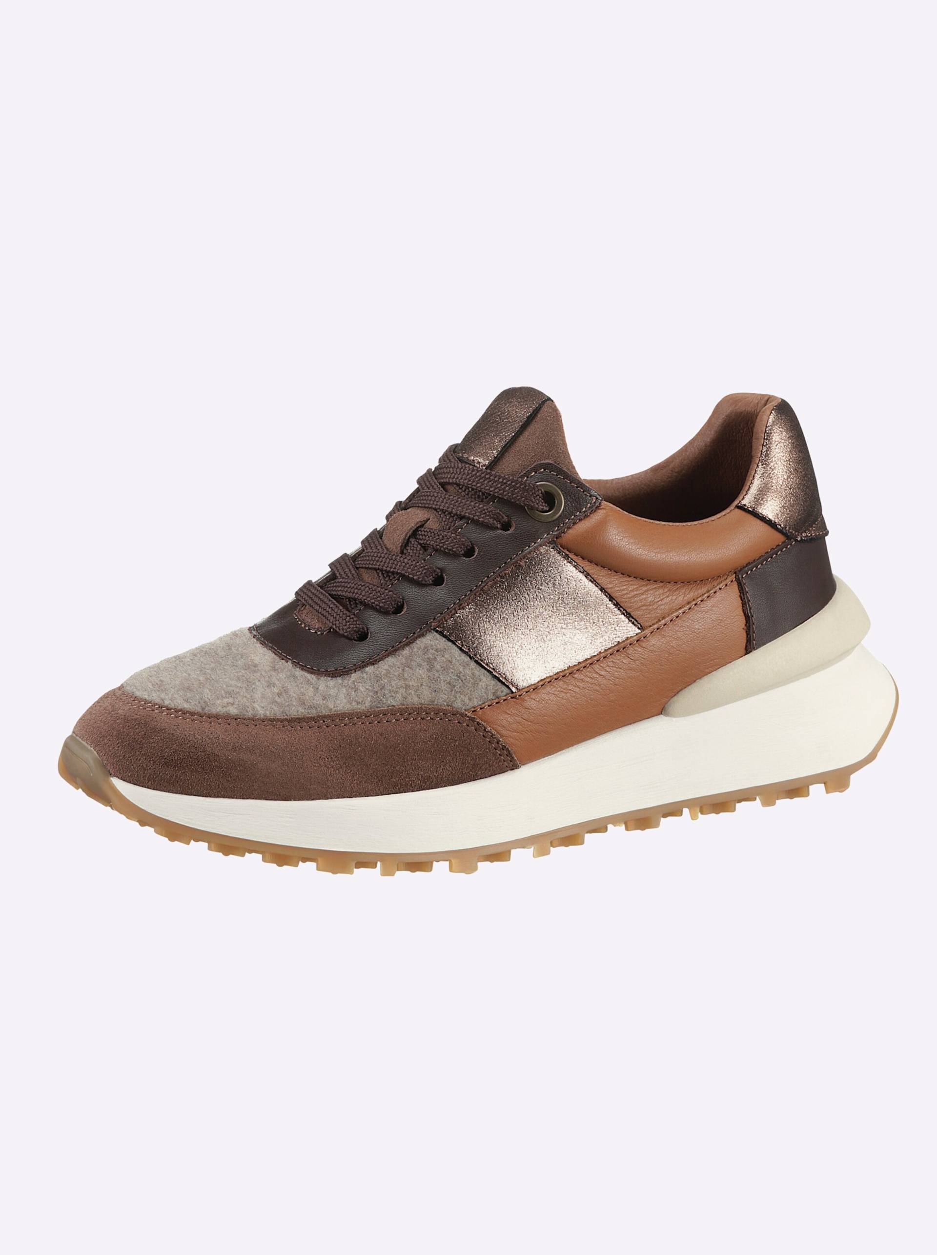 Sneaker in cognac-taupe-gemustert von heine