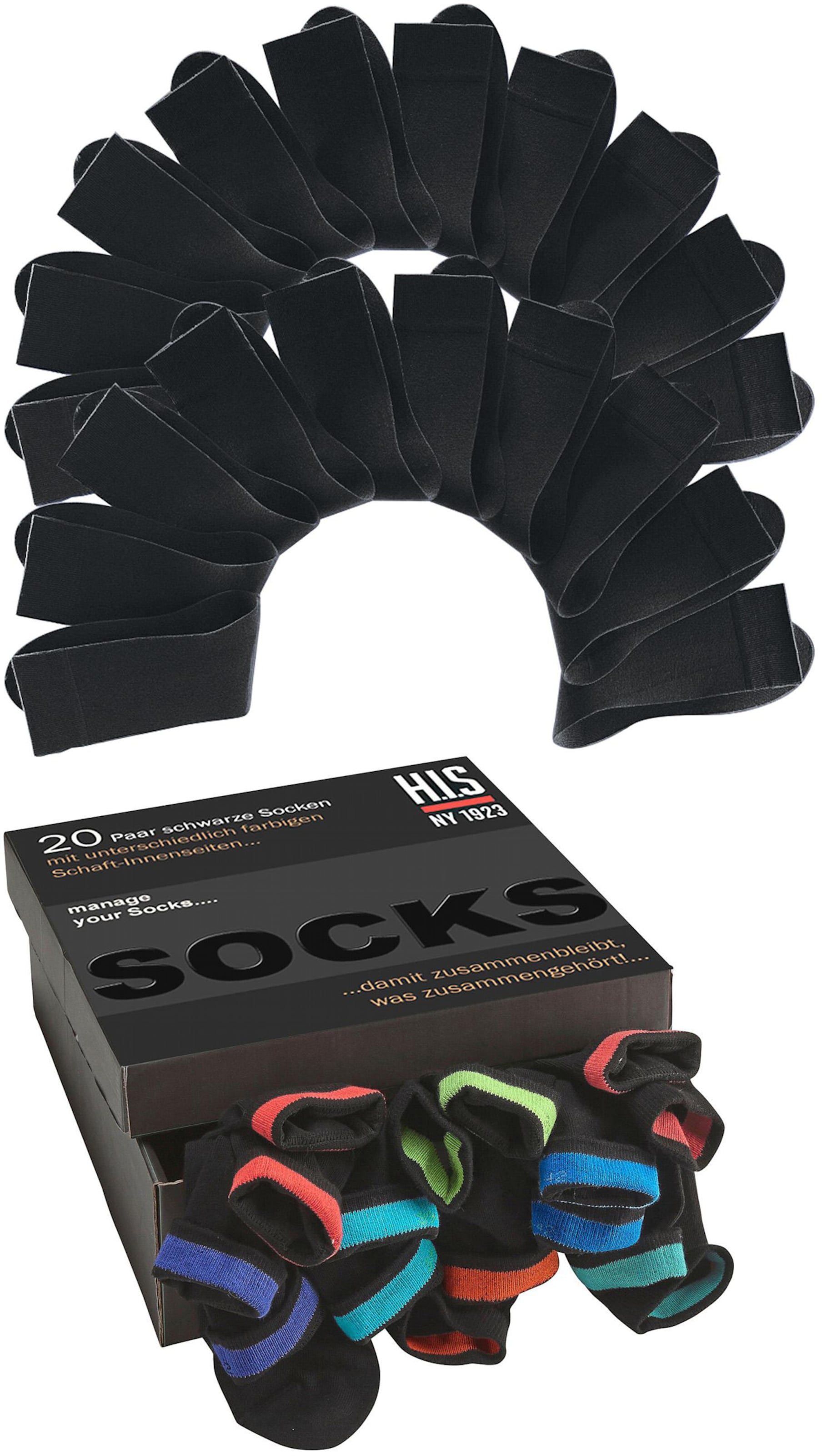 Socken in 10x schwarz, 10x marine von H.I.S