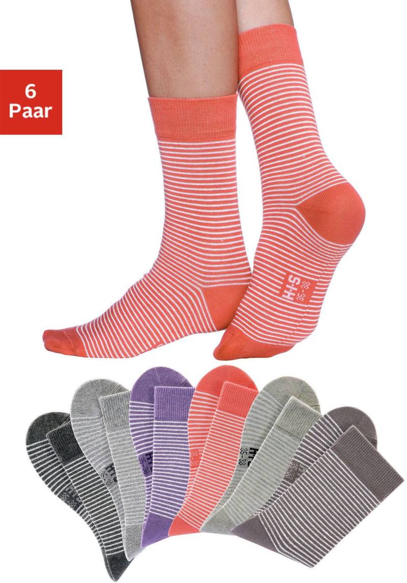 Socken in 2x grau-meliert-ecru, hummer-ecru, beige-meliert-ecru, lila-meliert-ecru, taupe-ecru von H.I.S