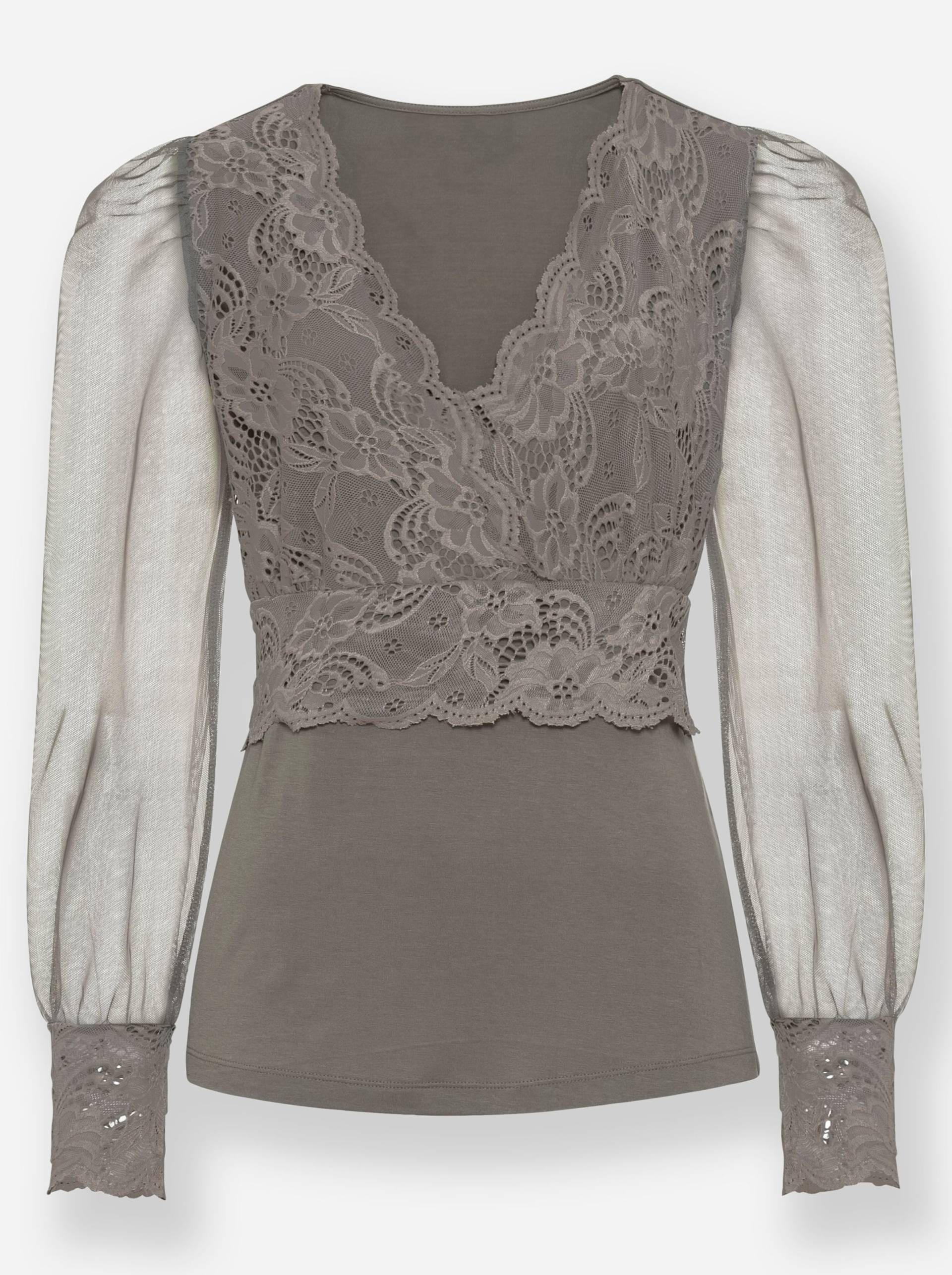 Spitzen-Shirt in taupe von heine