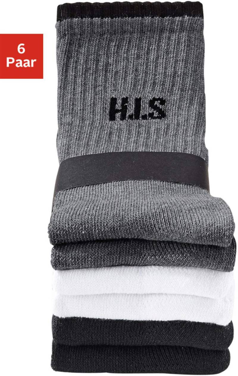 Sportsocken in 2x weiss, 2x schwarz, 2x grau meliert von H.I.S