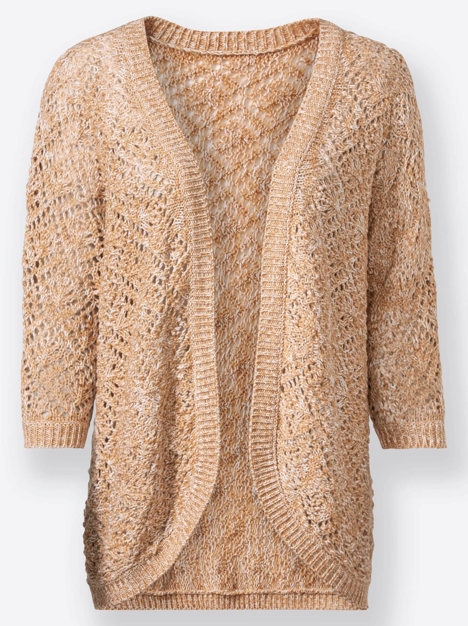 Strickjacke in camel-ecru-meliert von heine