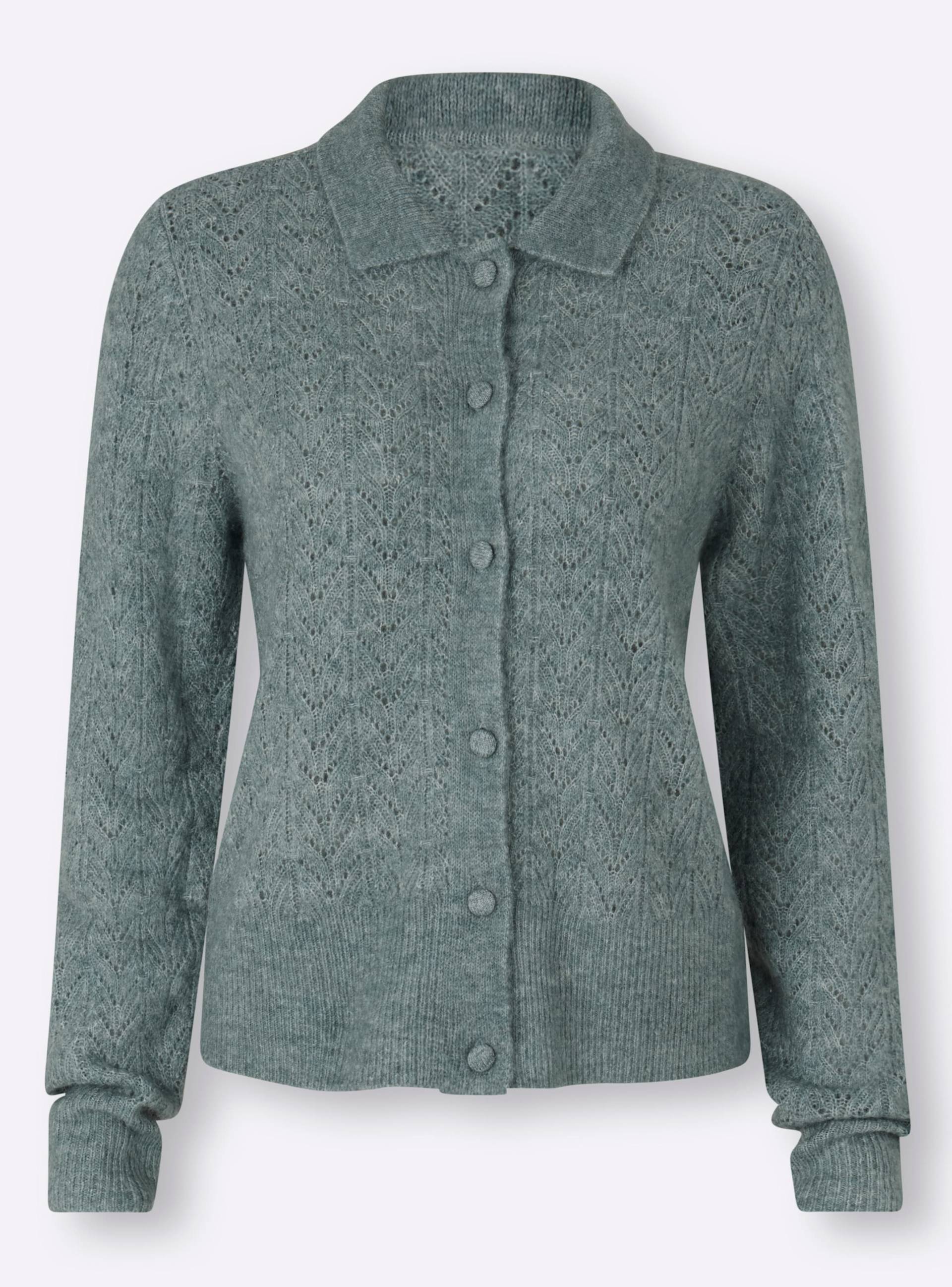 Strickjacke in jade-meliert von heine