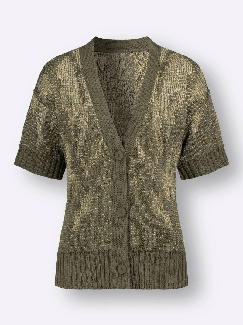 Strickjacke in khaki-goldfarben-gemustert von heine