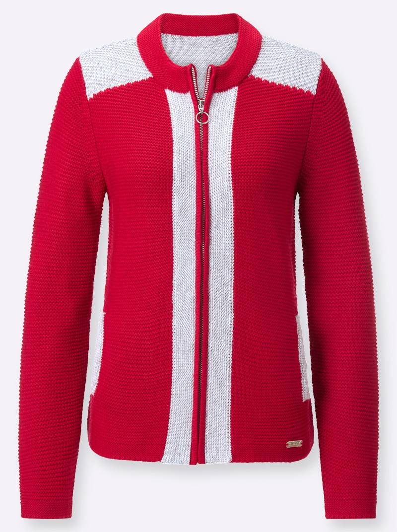 Strickjacke in rot-steingrau von heine