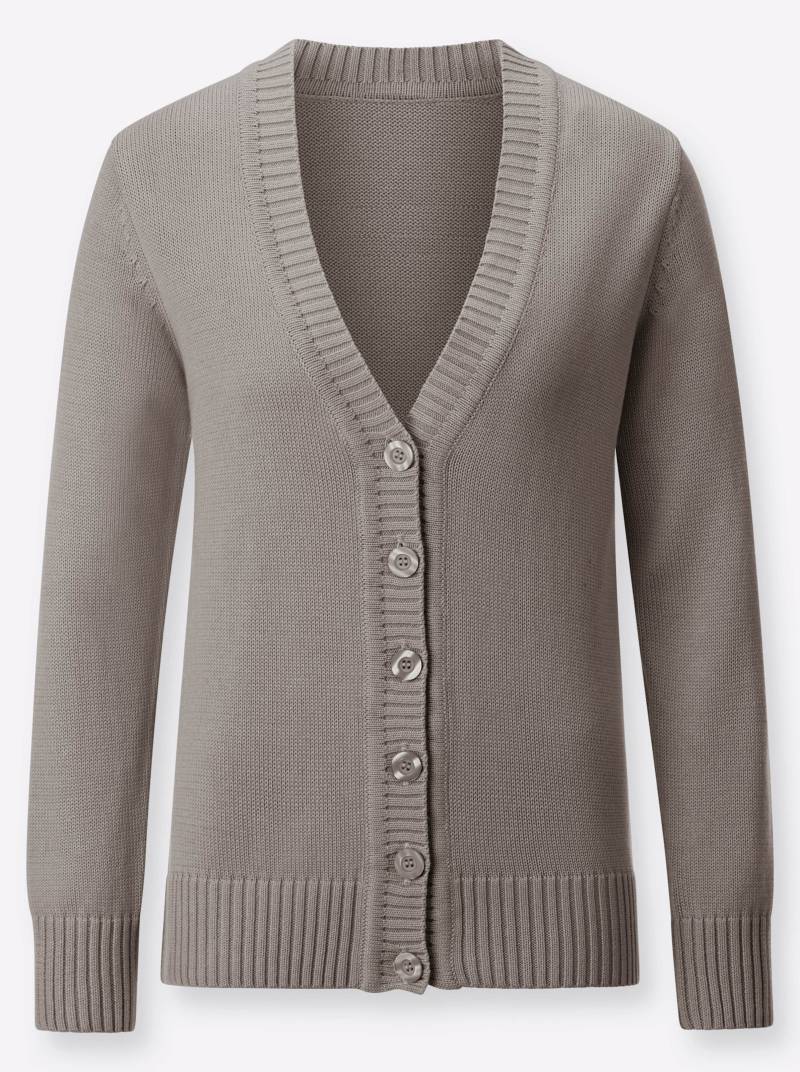 Strickjacke in taupe-meliert von heine