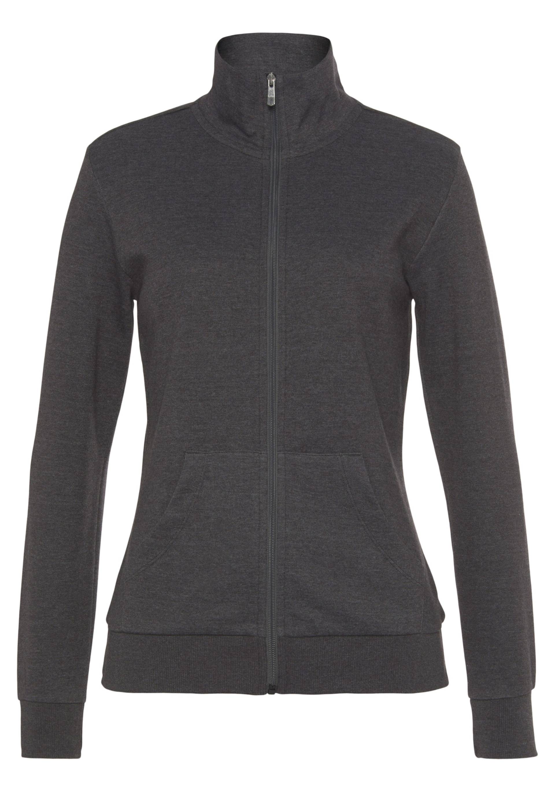 Sweatjacke in anthrazit meliert von heine