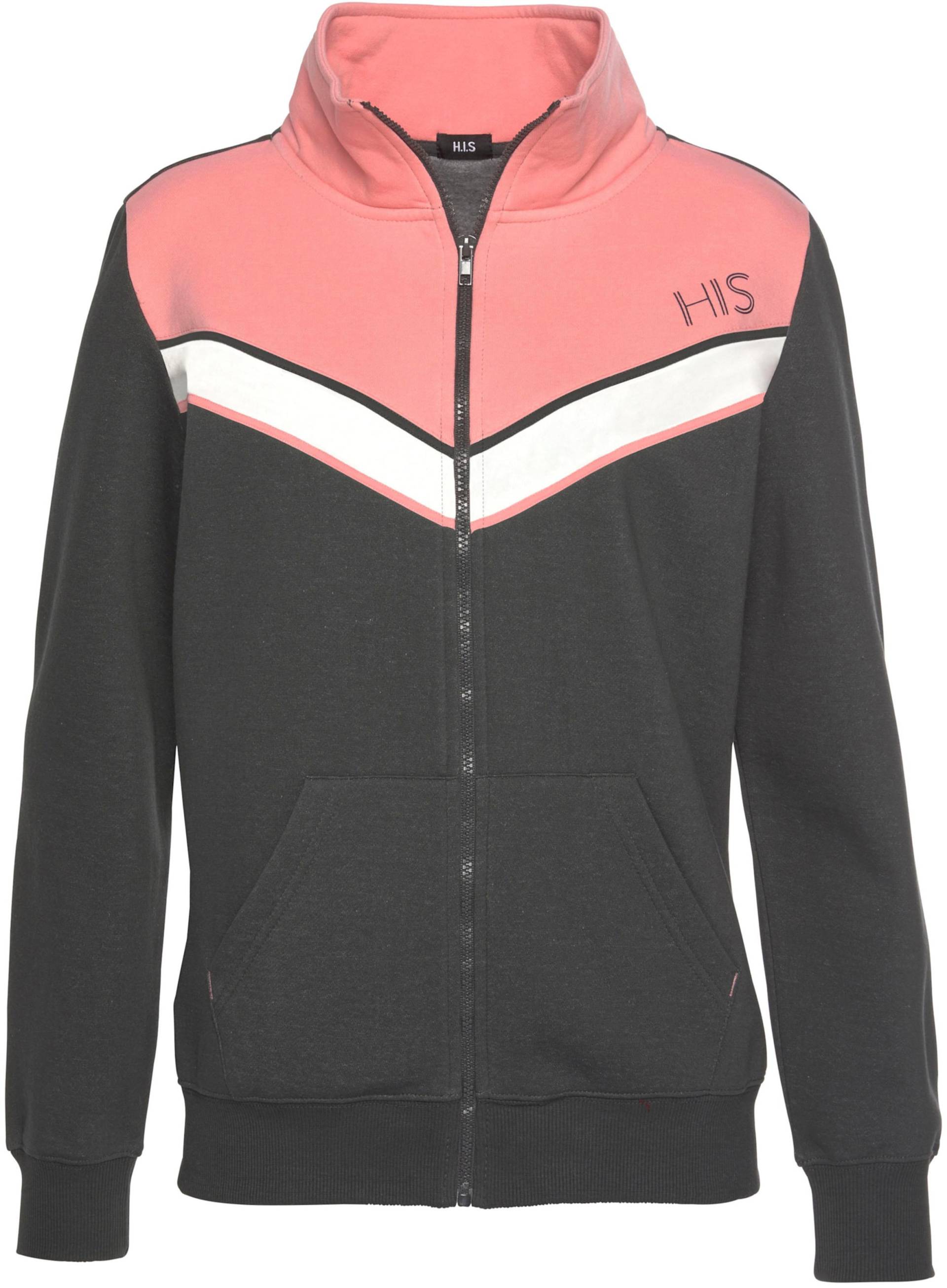 Sweatjacke in anthrazit-rosa von H.I.S