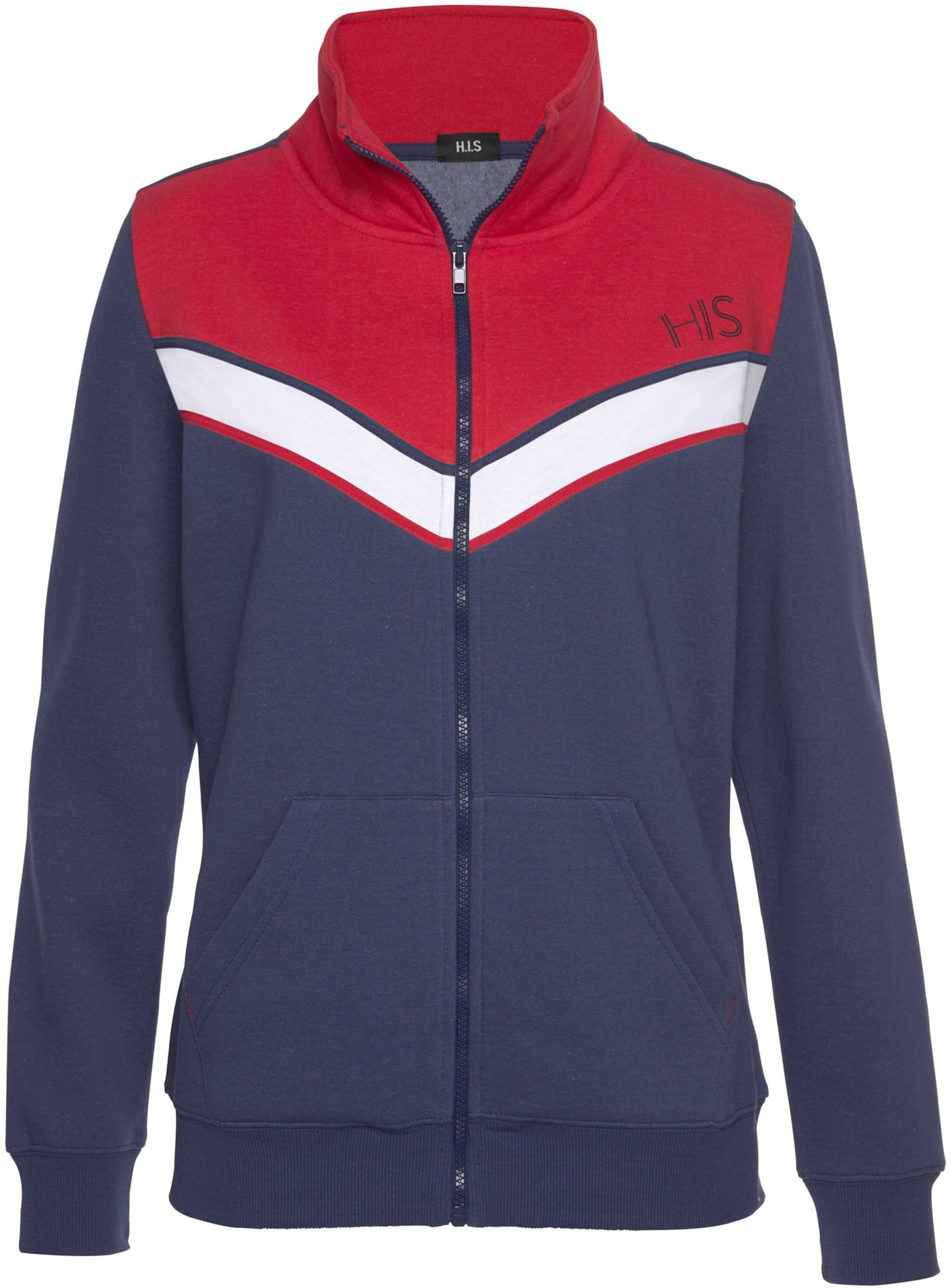 Sweatjacke in navy-marine-rot von H.I.S