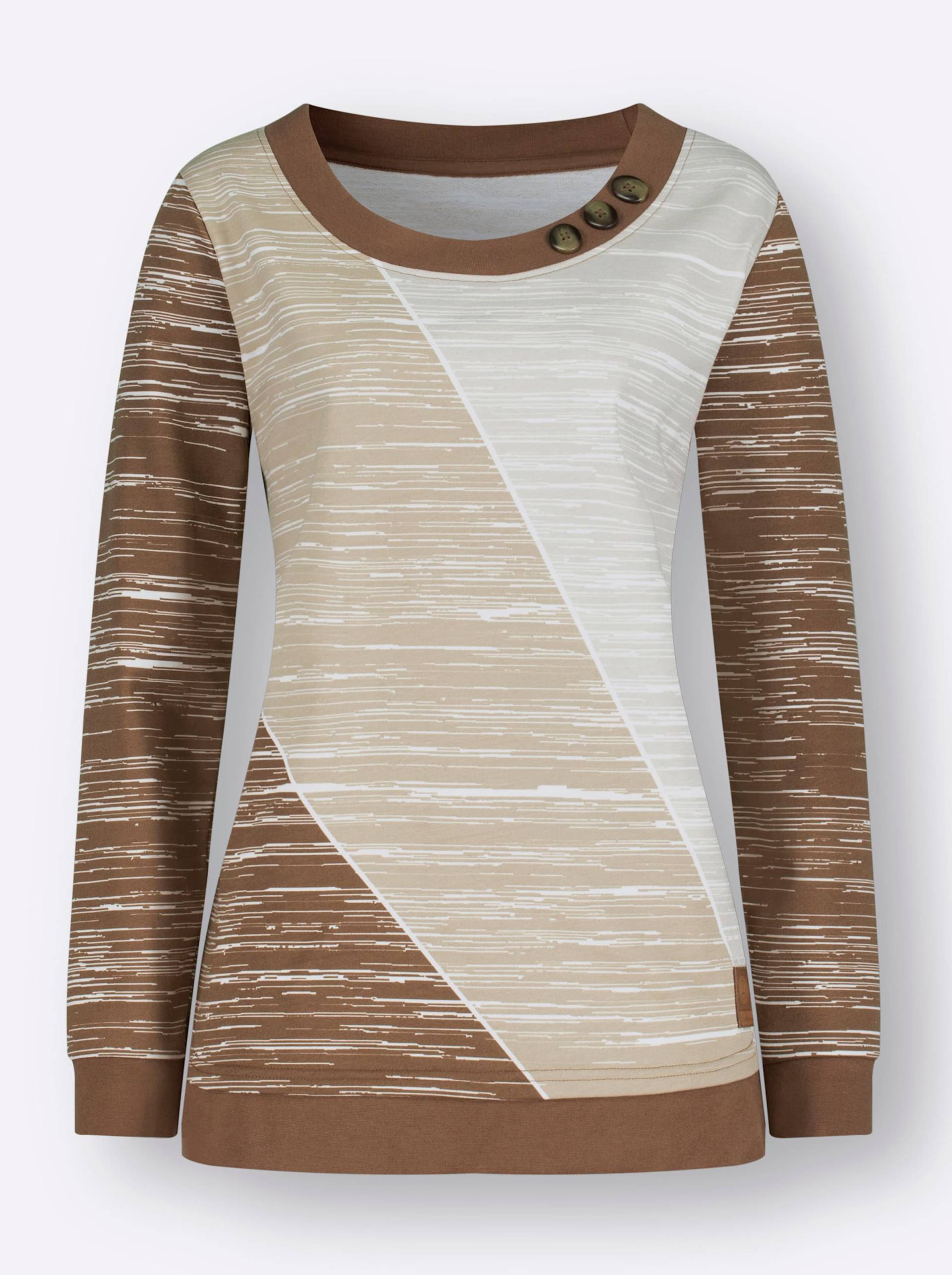 Sweatshirt in braun-ecru-bedruckt von heine