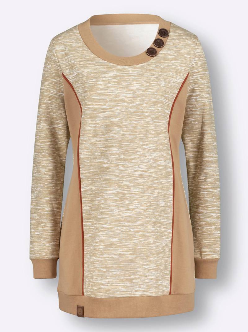 Sweatshirt in camel-weiss-meliert von heine