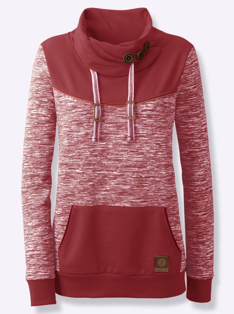 Sweatshirt in dunkelrot-weiss-meliert von heine