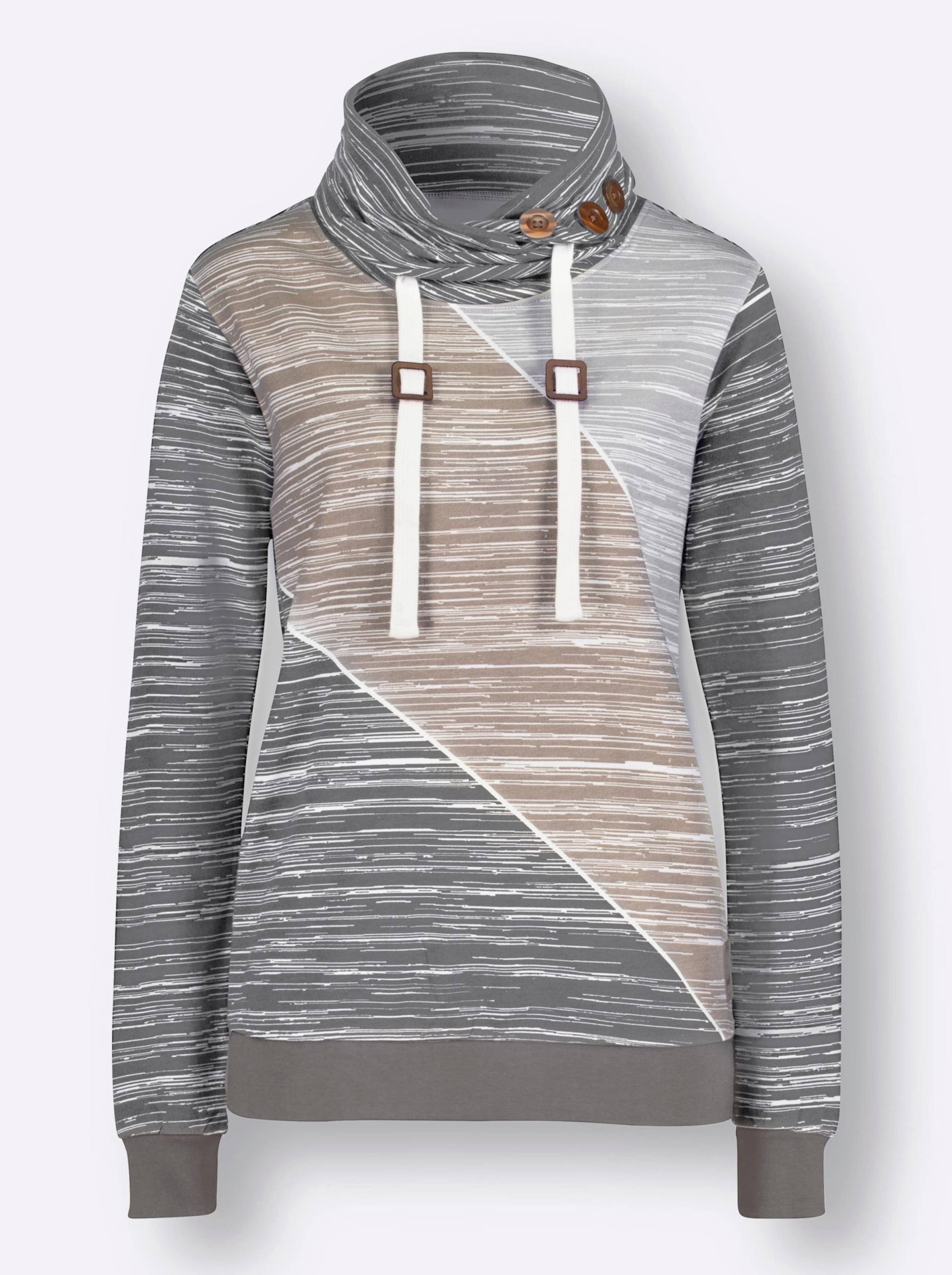 Sweatshirt in grau-ecru-bedruckt von heine