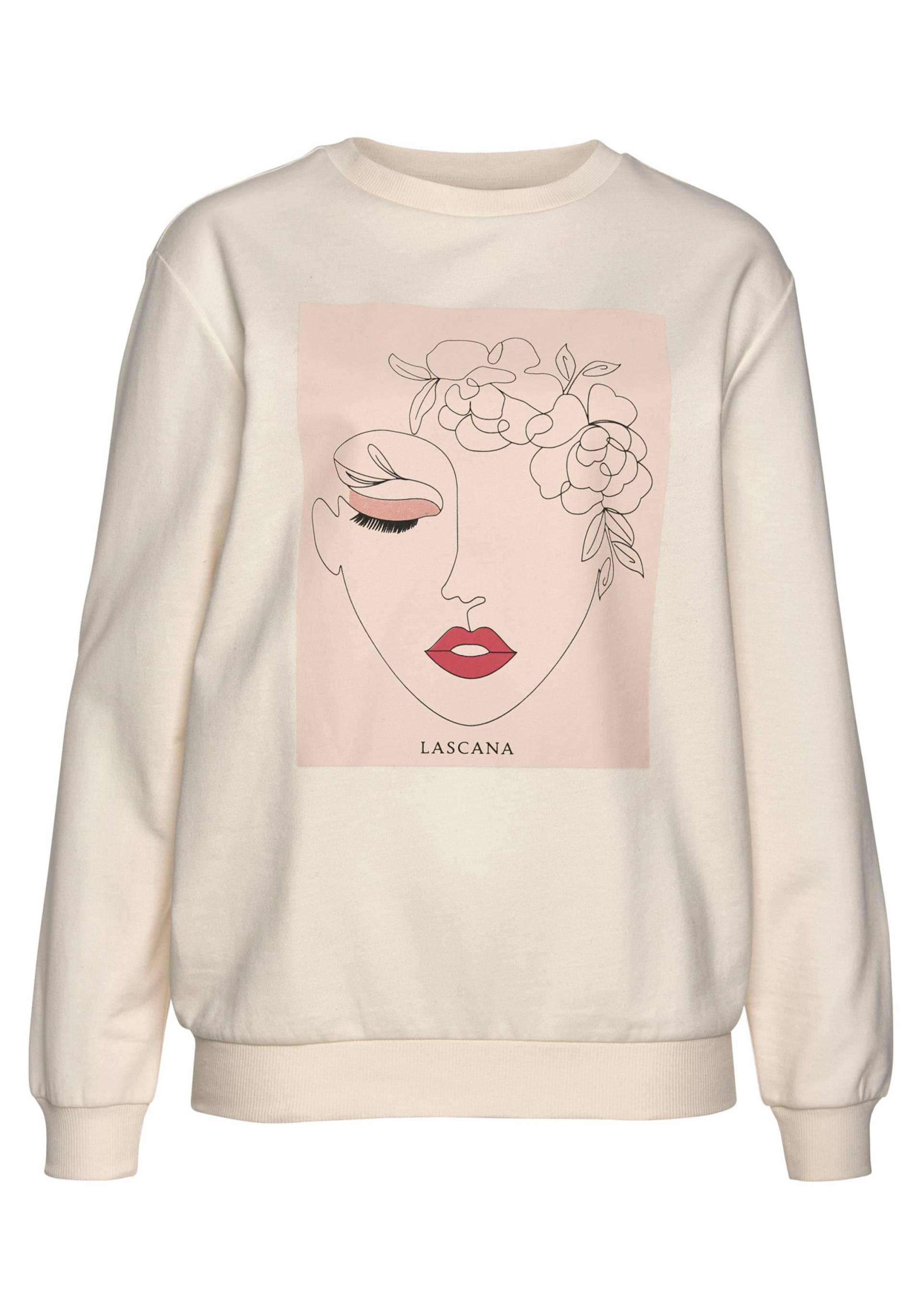 Sweatshirt in hellbeige-natur-hellrosa von LASCANA
