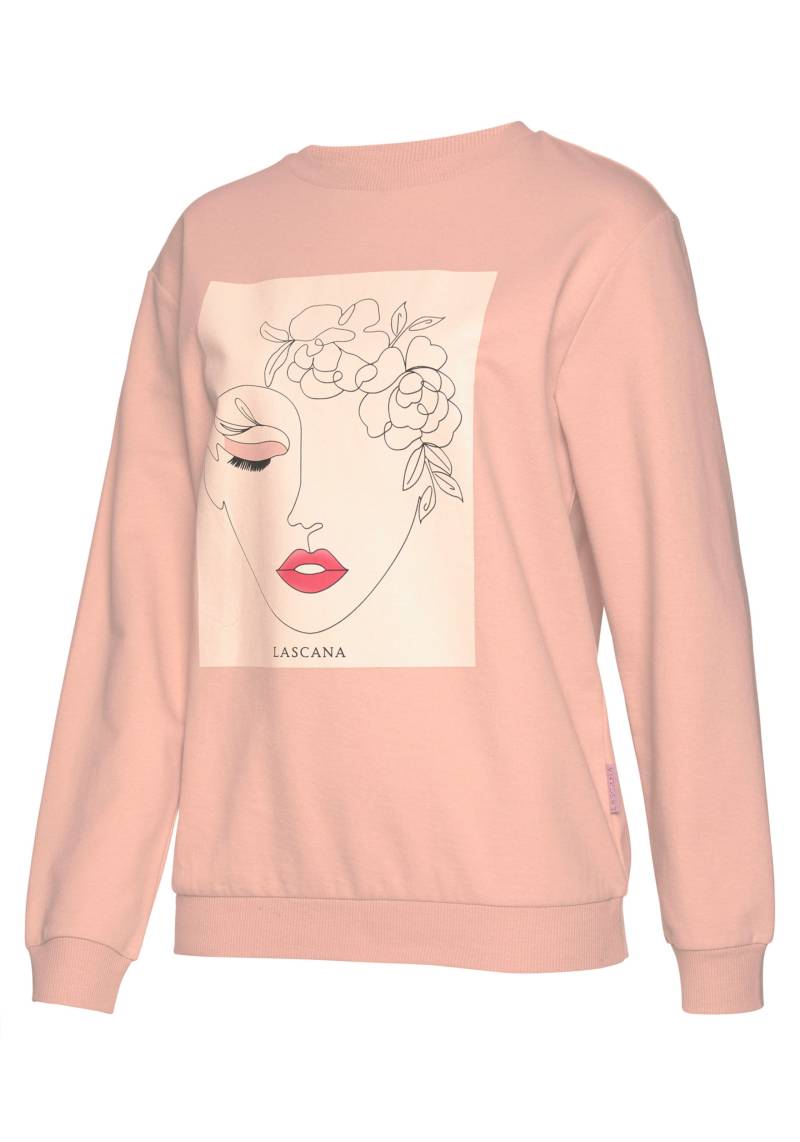 Sweatshirt in hellorange-hellbeige-hellrosa von LASCANA