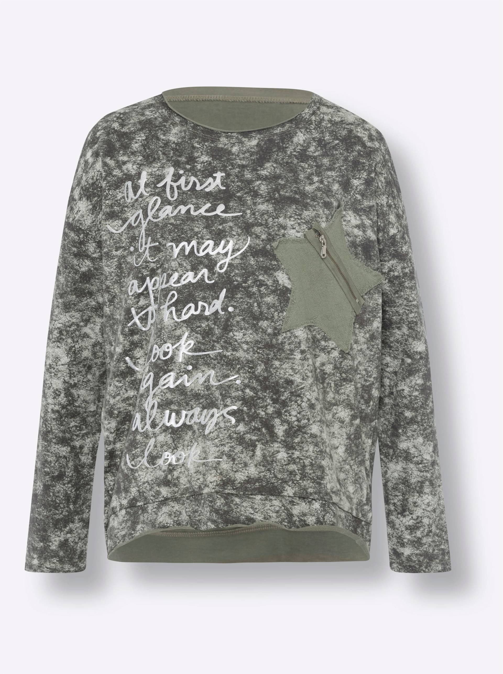 Sweatshirt in khaki-bedruckt von heine