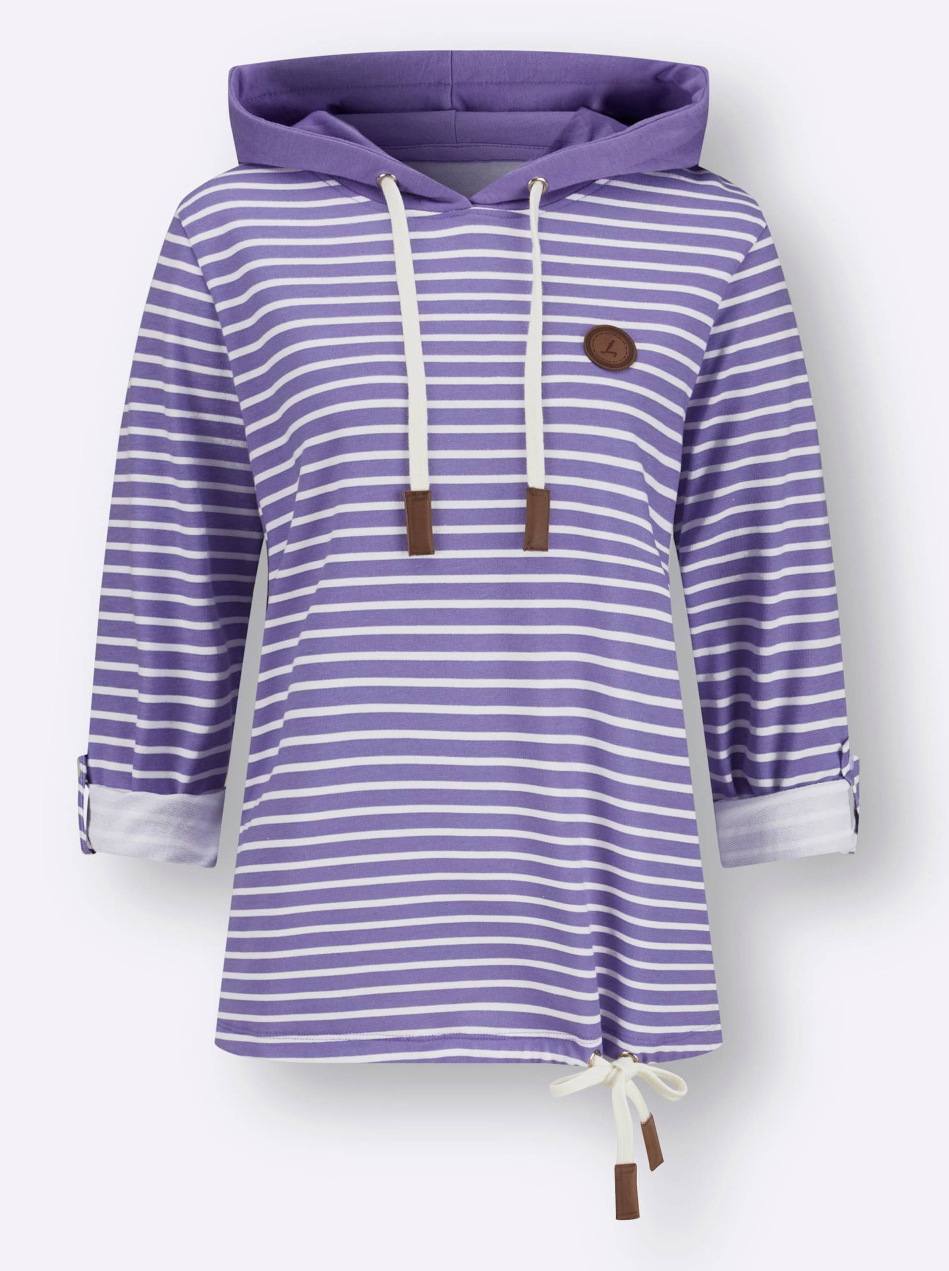 Sweatshirt in lavendel-ecru-geringelt von heine