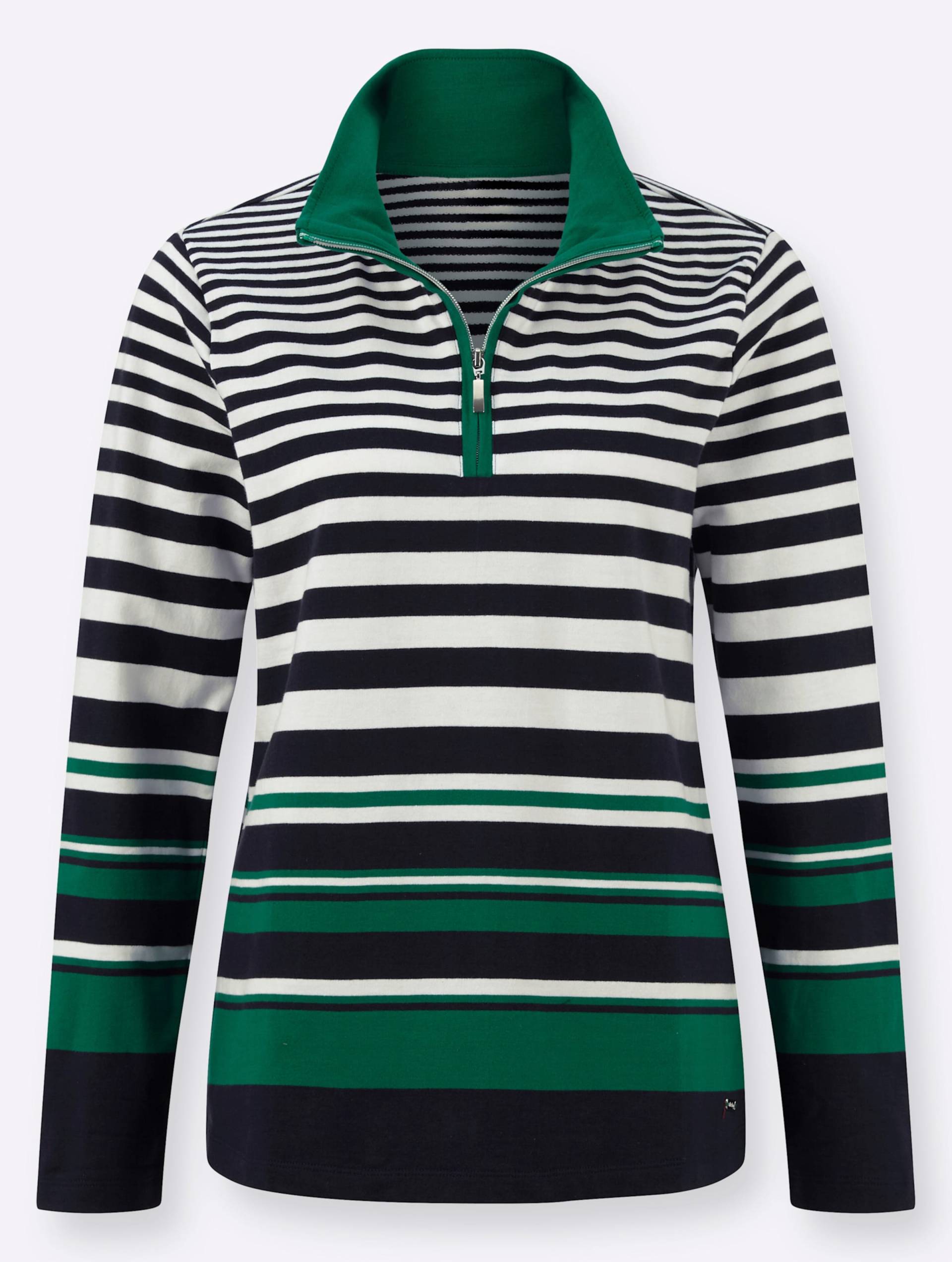 Sweatshirt in marine-dunkelgrün-gestreift von heine