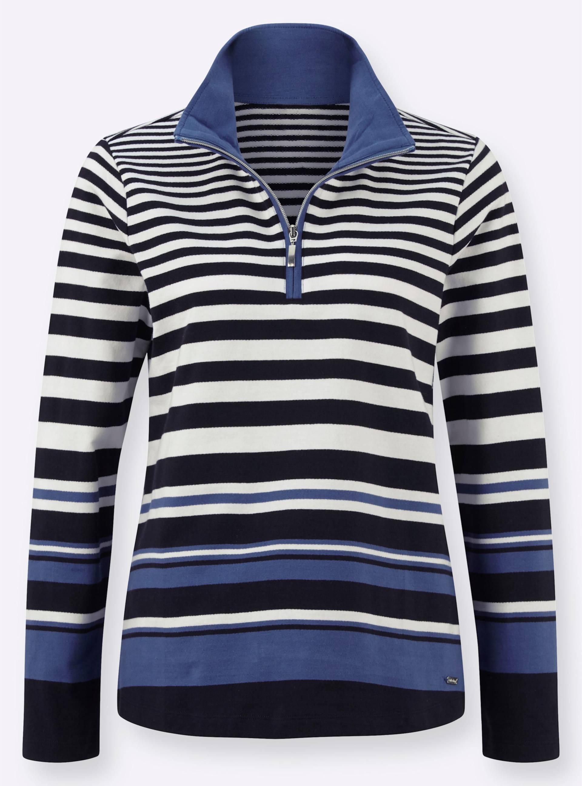 Sweatshirt in marine-jeansblau-gestreift von heine