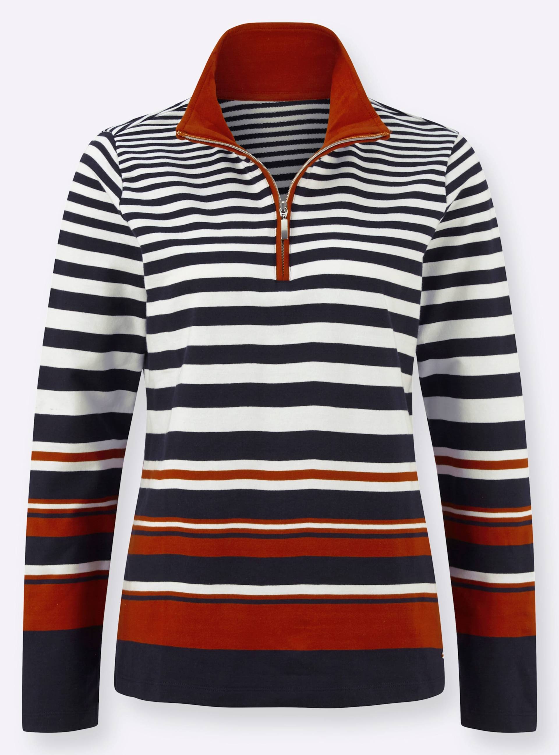 Sweatshirt in marine-rot-gestreift von heine