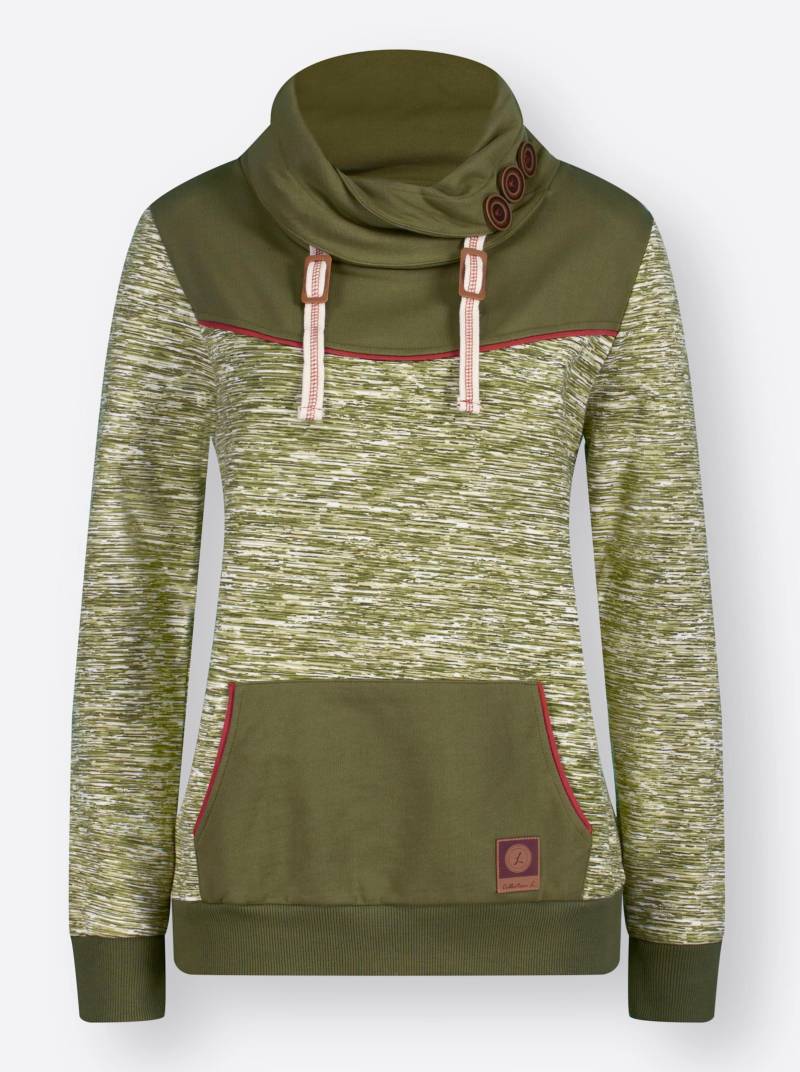 Sweatshirt in olive-weiss-meliert von heine