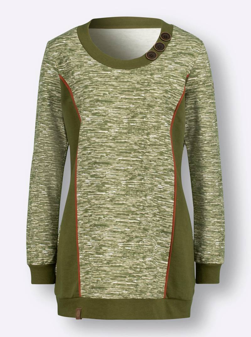 Sweatshirt in olive-weiss-meliert von heine